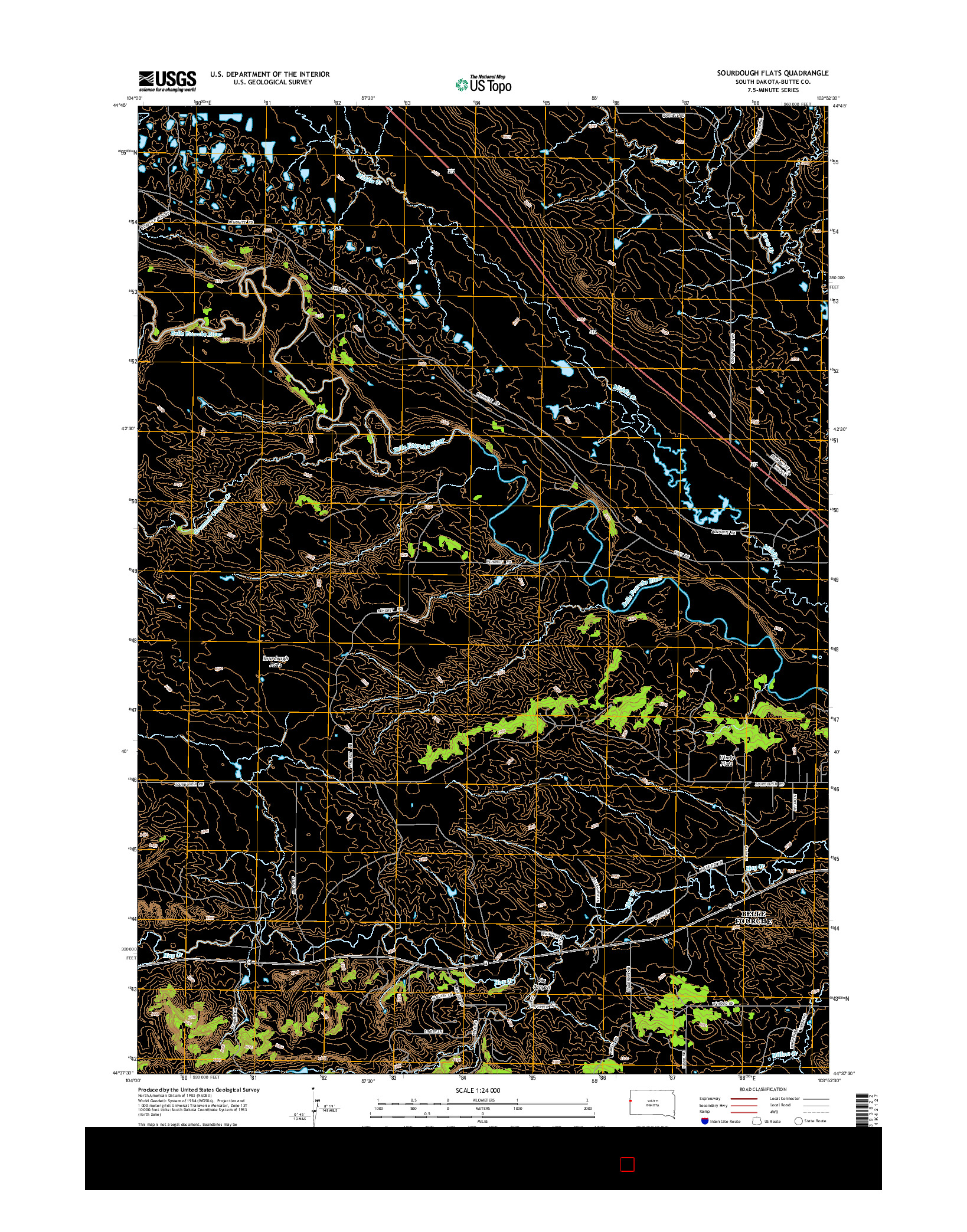 USGS US TOPO 7.5-MINUTE MAP FOR SOURDOUGH FLATS, SD 2015