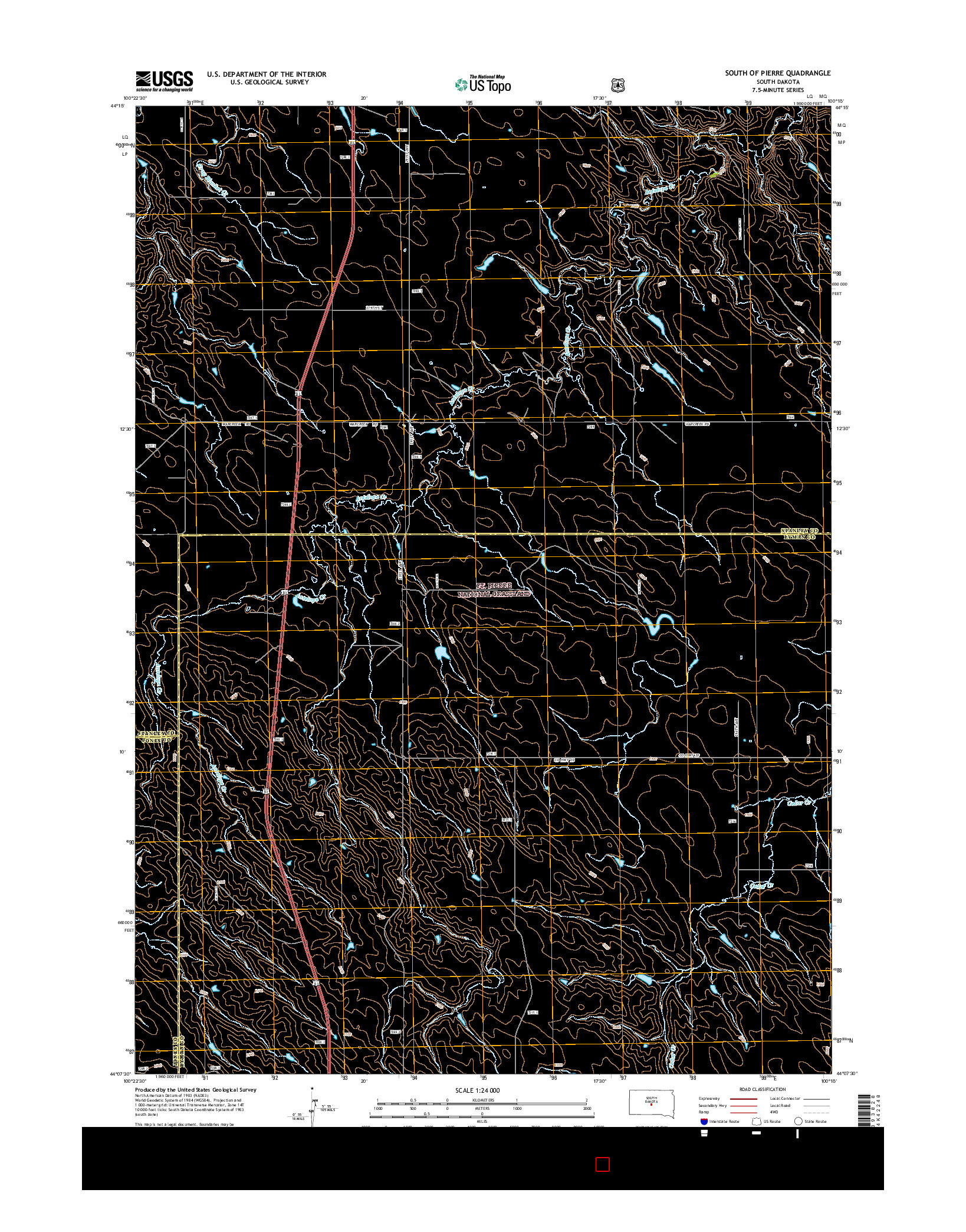 USGS US TOPO 7.5-MINUTE MAP FOR SOUTH OF PIERRE, SD 2015