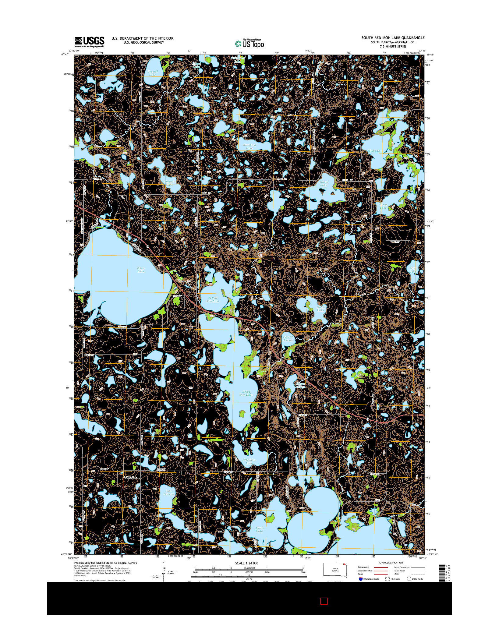 USGS US TOPO 7.5-MINUTE MAP FOR SOUTH RED IRON LAKE, SD 2015