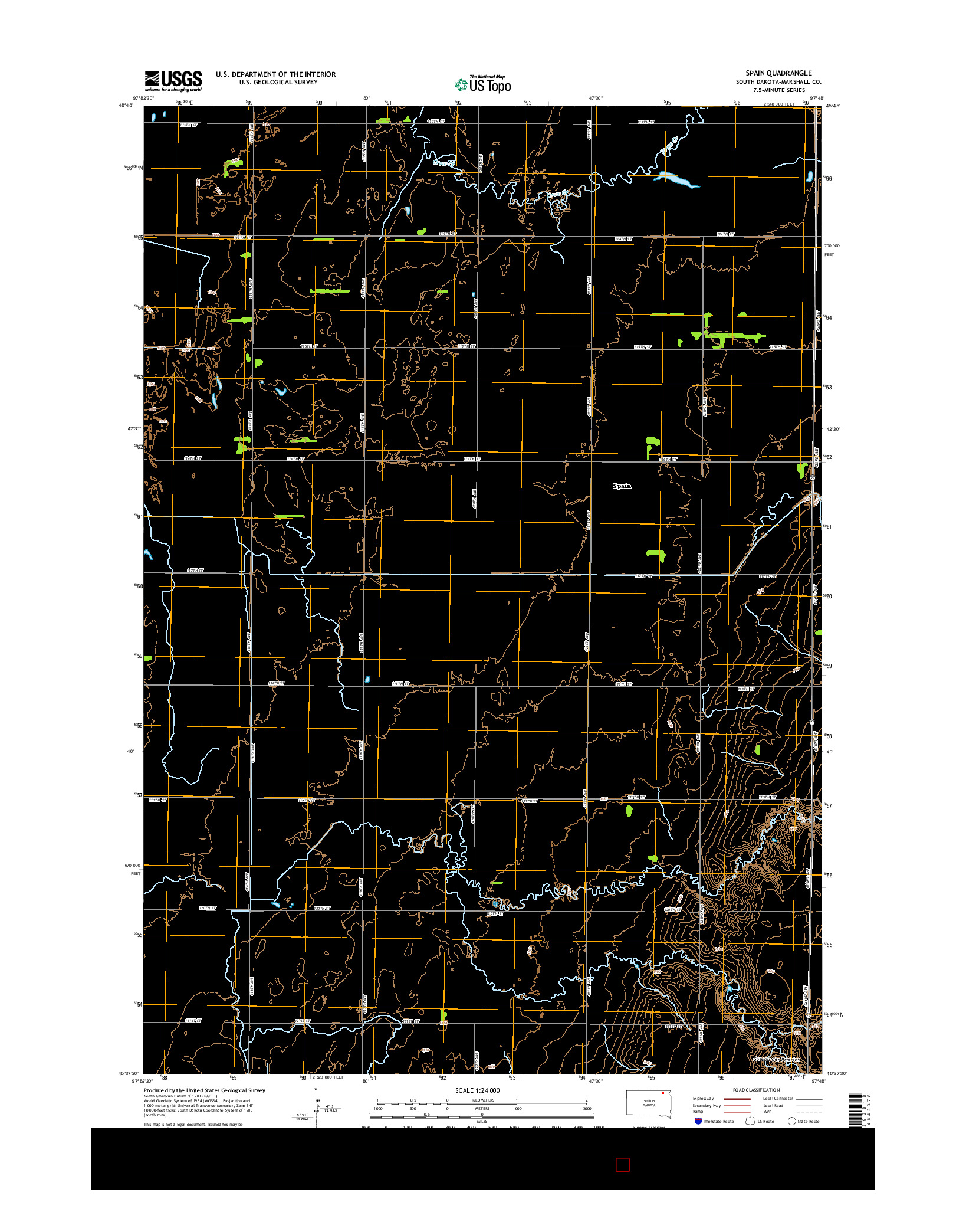 USGS US TOPO 7.5-MINUTE MAP FOR SPAIN, SD 2015