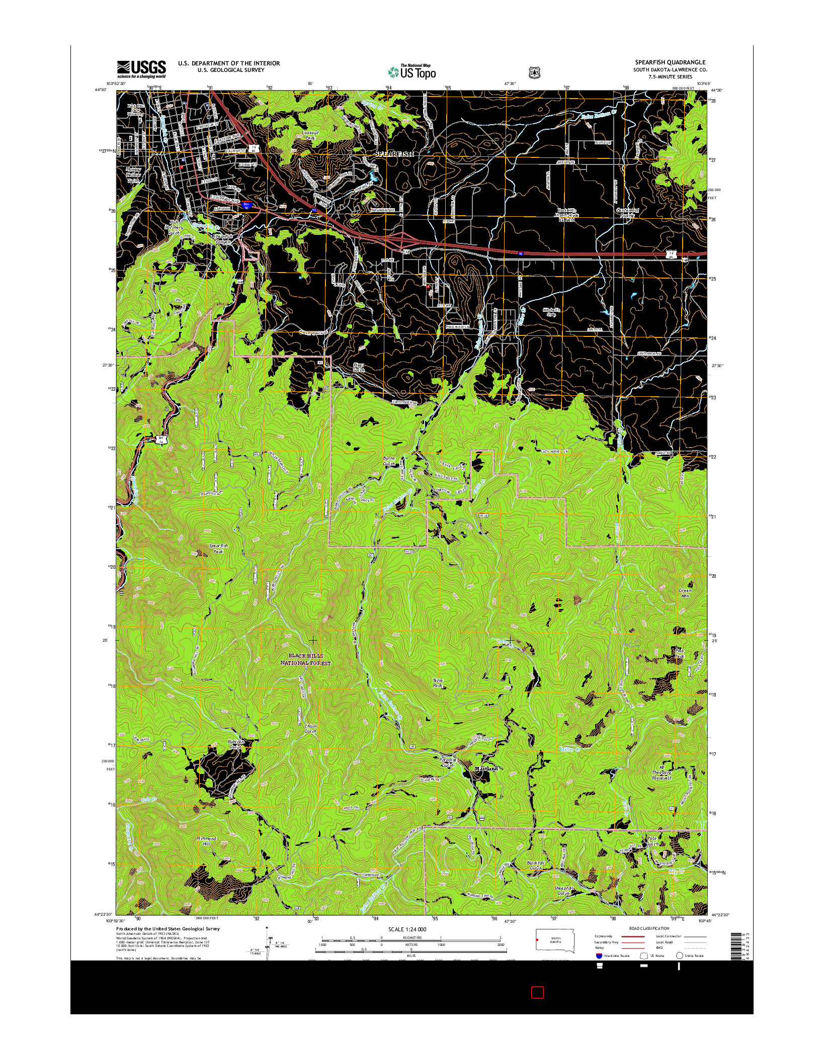 USGS US TOPO 7.5-MINUTE MAP FOR SPEARFISH, SD 2015