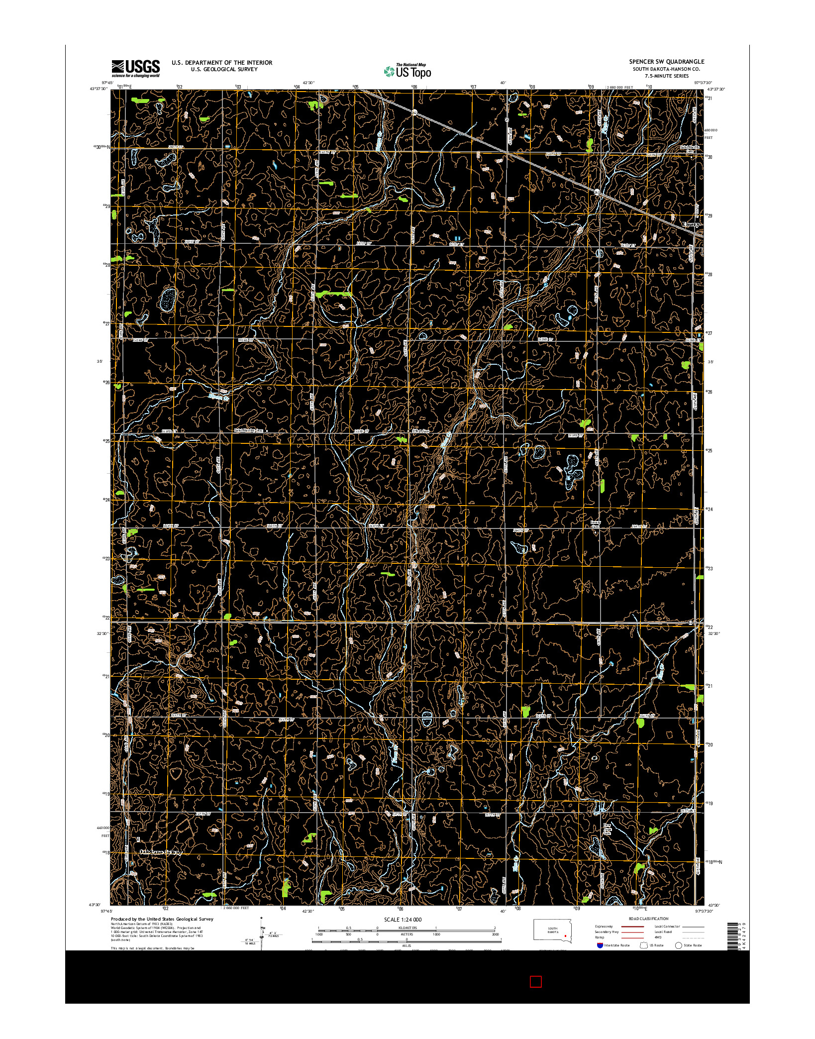 USGS US TOPO 7.5-MINUTE MAP FOR SPENCER SW, SD 2015