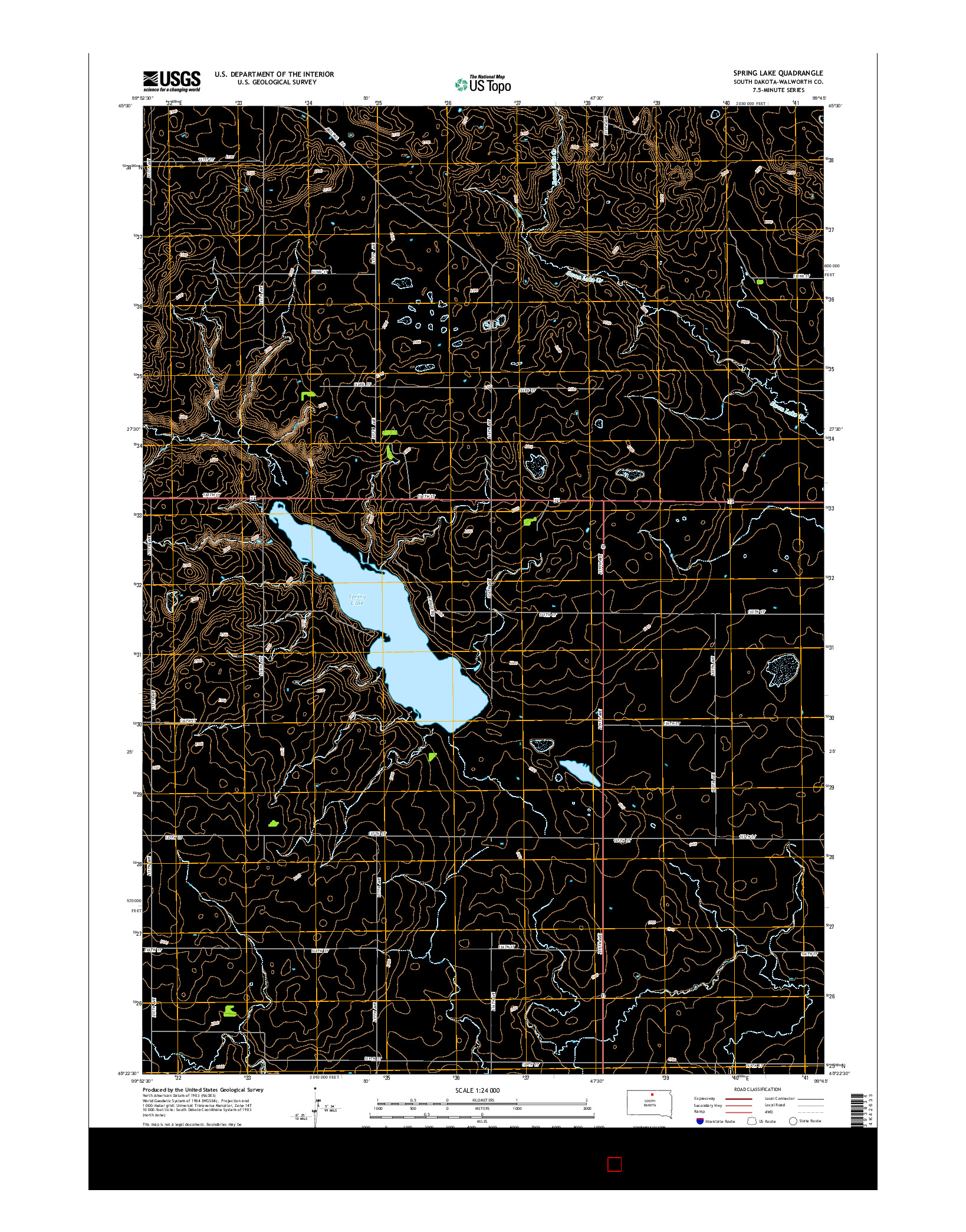 USGS US TOPO 7.5-MINUTE MAP FOR SPRING LAKE, SD 2015