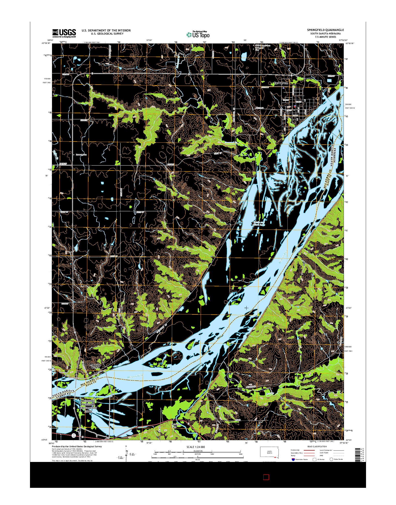 USGS US TOPO 7.5-MINUTE MAP FOR SPRINGFIELD, SD-NE 2015