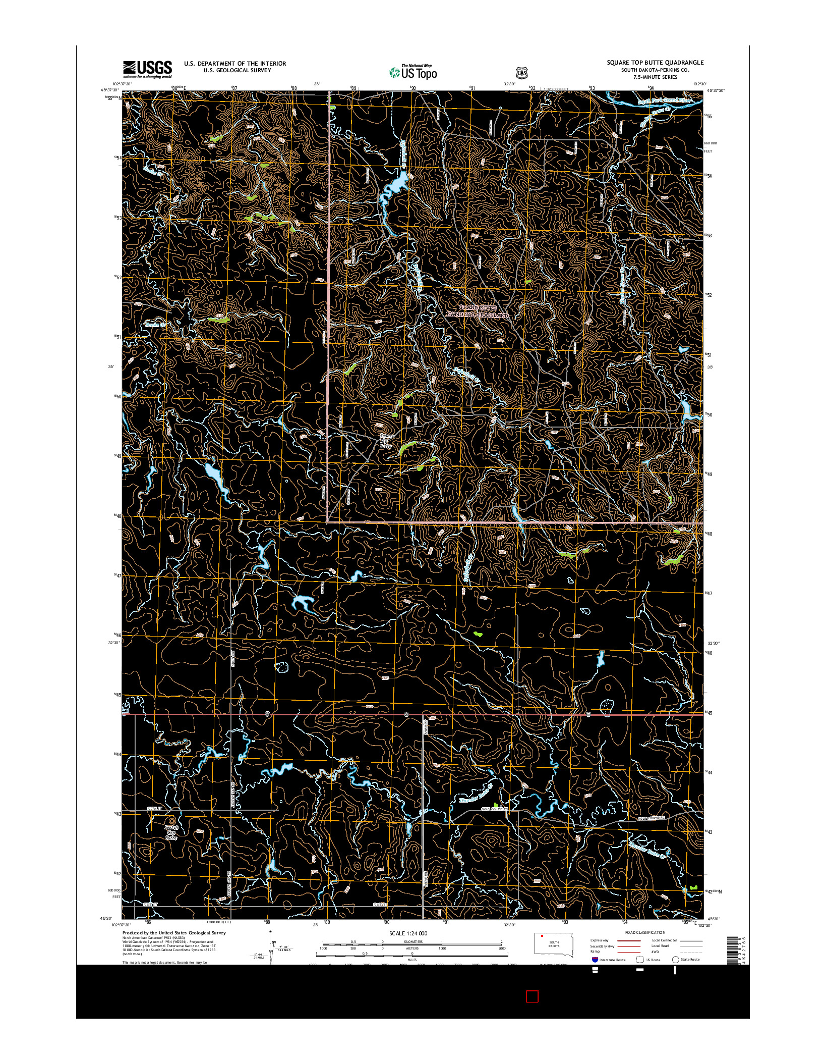 USGS US TOPO 7.5-MINUTE MAP FOR SQUARE TOP BUTTE, SD 2015