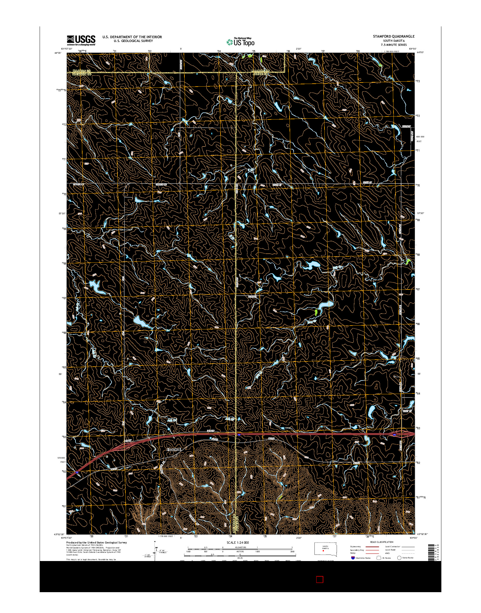 USGS US TOPO 7.5-MINUTE MAP FOR STAMFORD, SD 2015