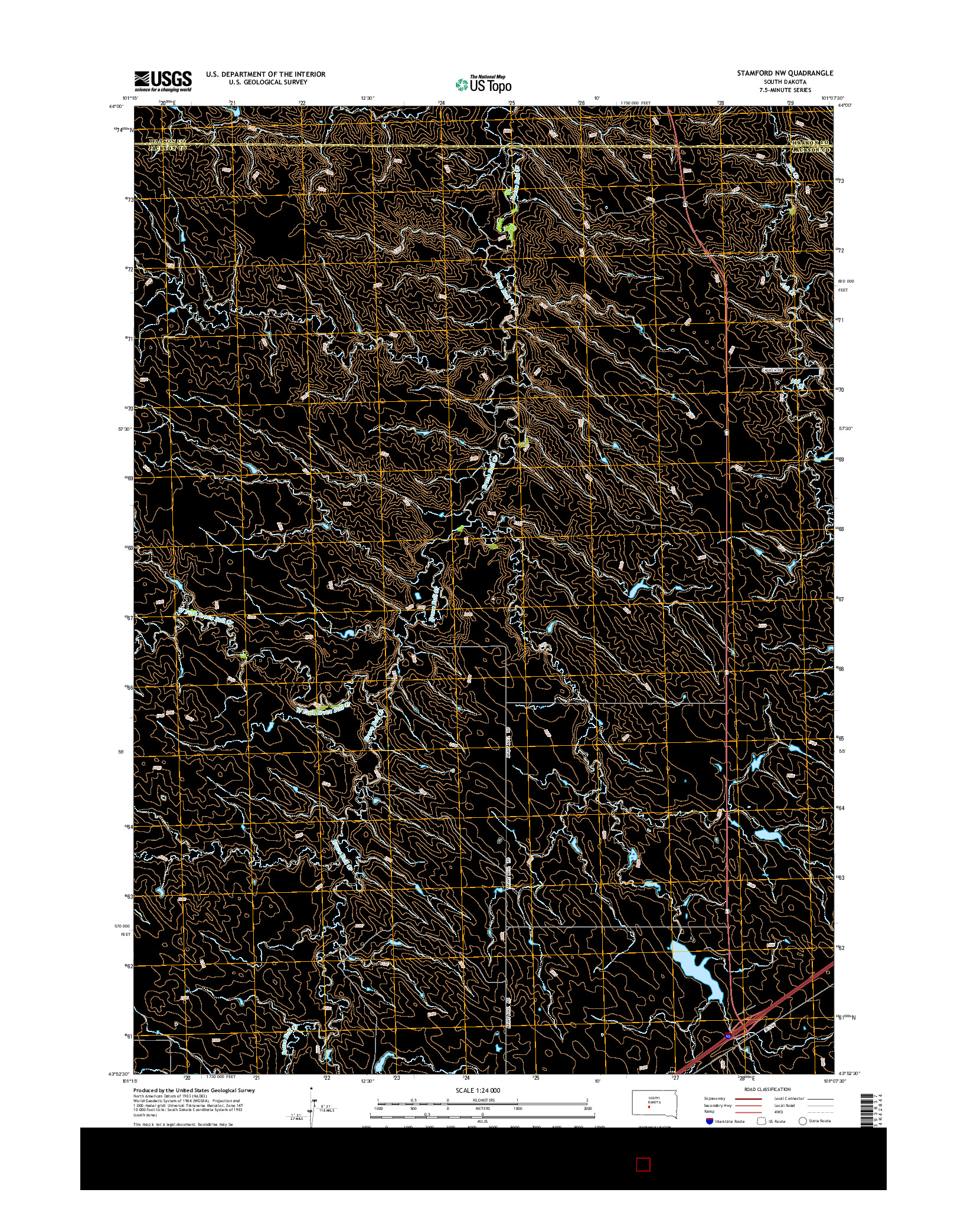 USGS US TOPO 7.5-MINUTE MAP FOR STAMFORD NW, SD 2015