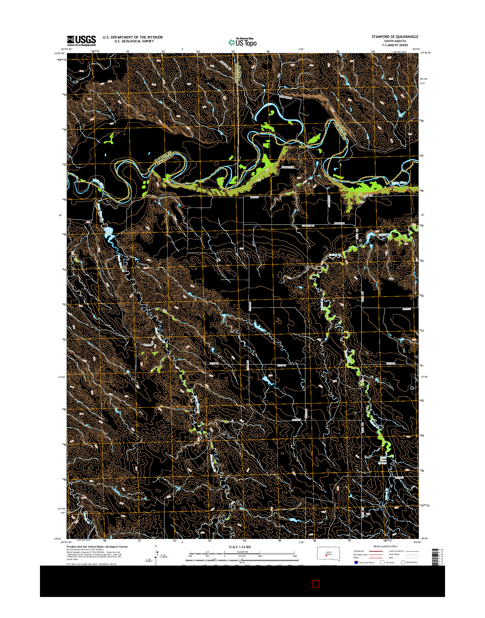 USGS US TOPO 7.5-MINUTE MAP FOR STAMFORD SE, SD 2015