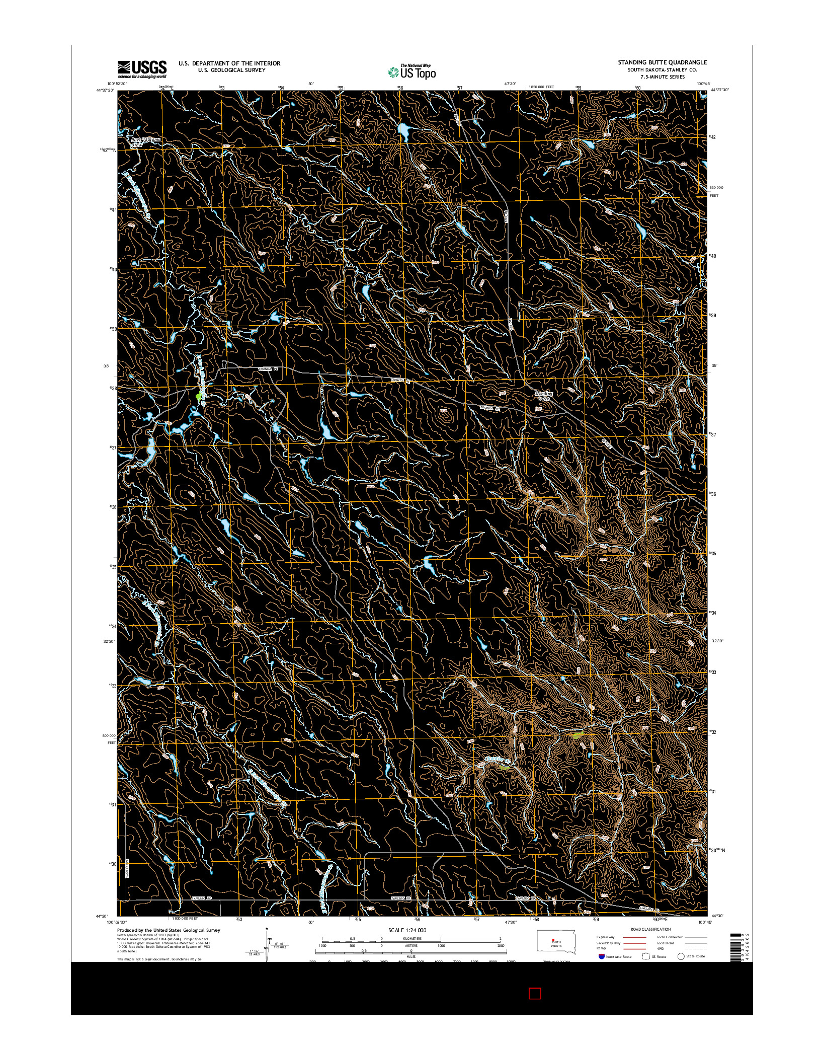 USGS US TOPO 7.5-MINUTE MAP FOR STANDING BUTTE, SD 2015