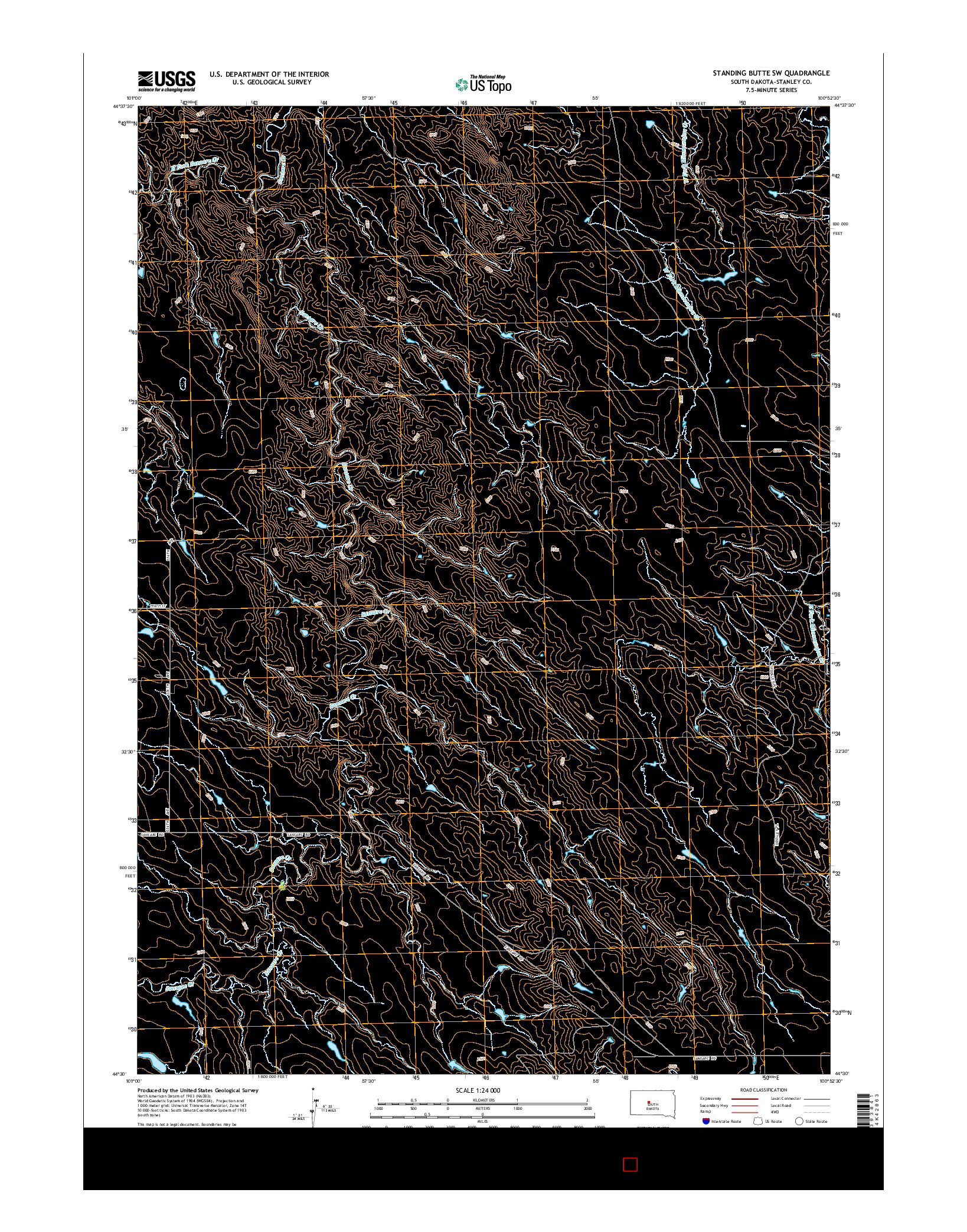 USGS US TOPO 7.5-MINUTE MAP FOR STANDING BUTTE SW, SD 2015