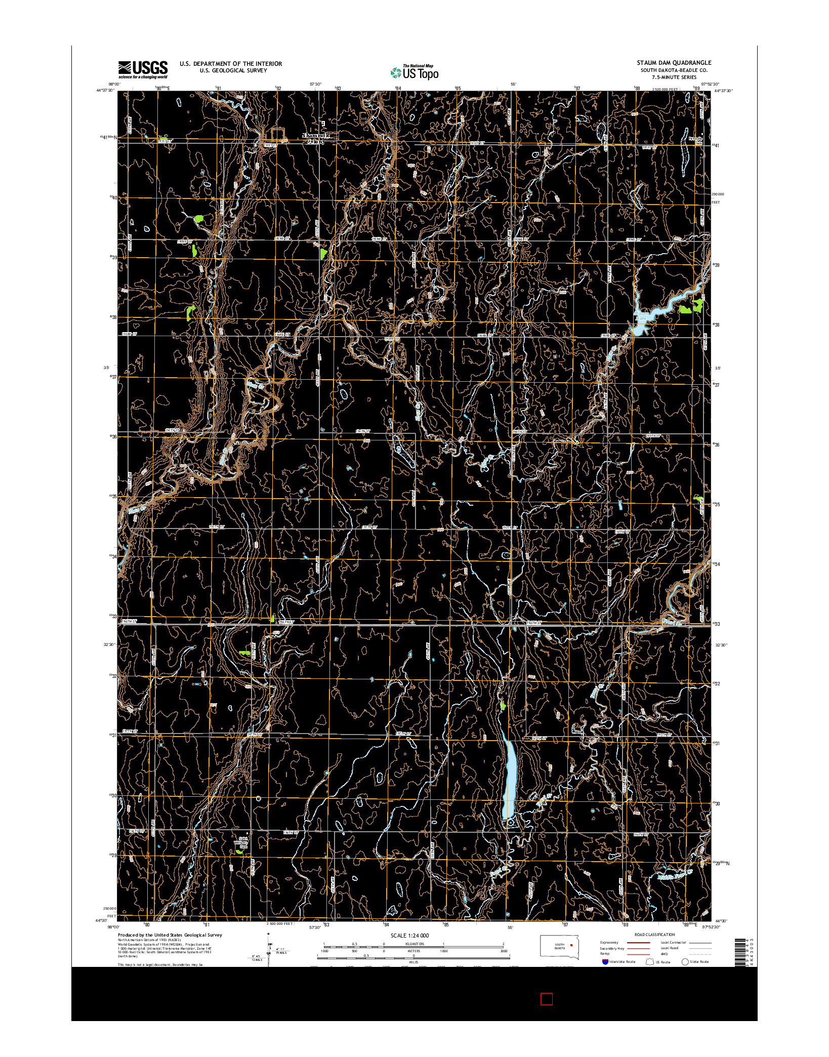 USGS US TOPO 7.5-MINUTE MAP FOR STAUM DAM, SD 2015