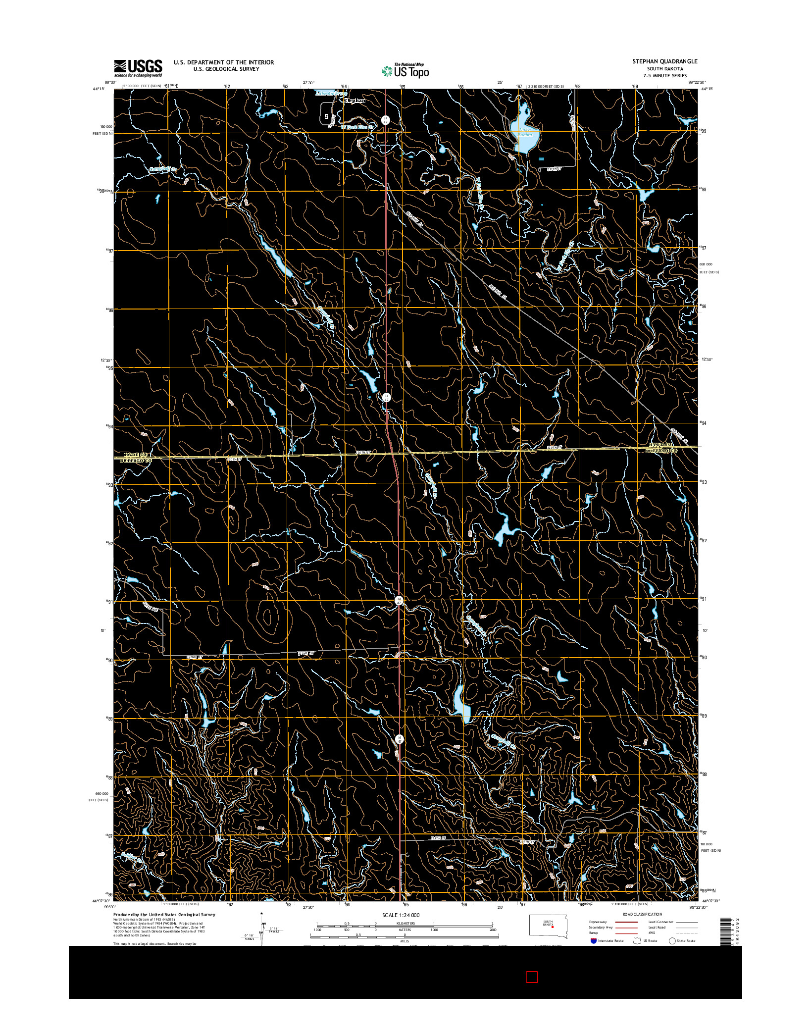 USGS US TOPO 7.5-MINUTE MAP FOR STEPHAN, SD 2015