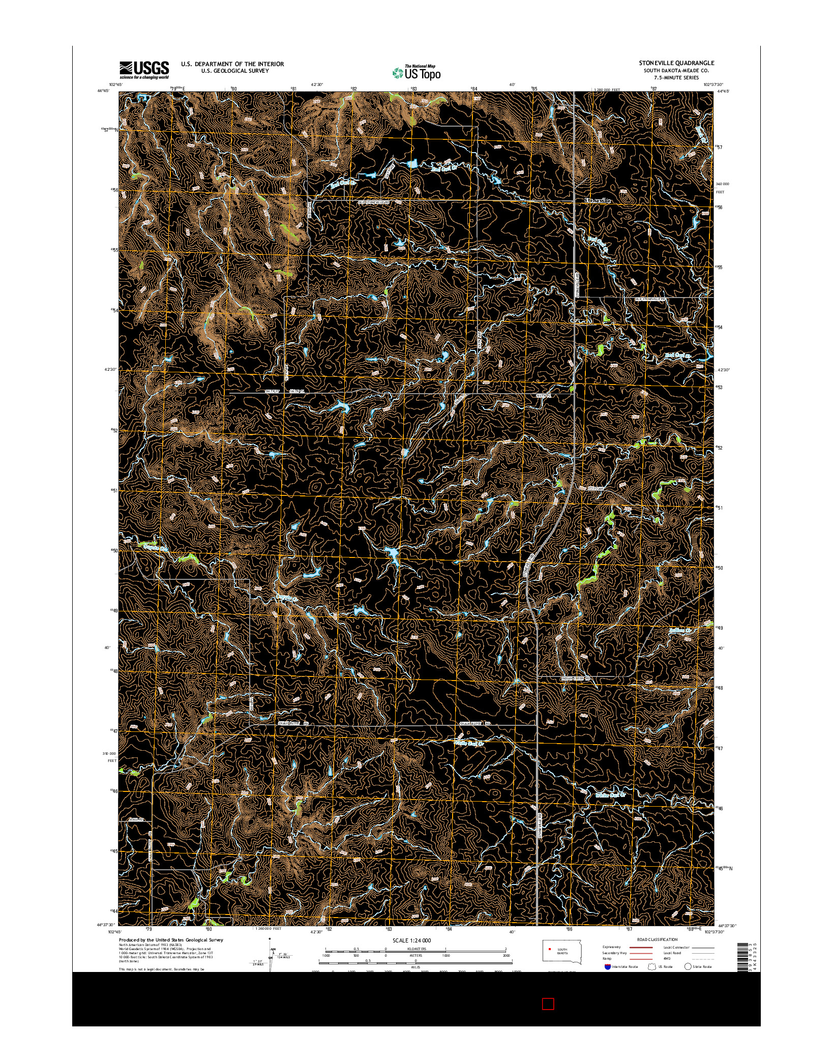 USGS US TOPO 7.5-MINUTE MAP FOR STONEVILLE, SD 2015