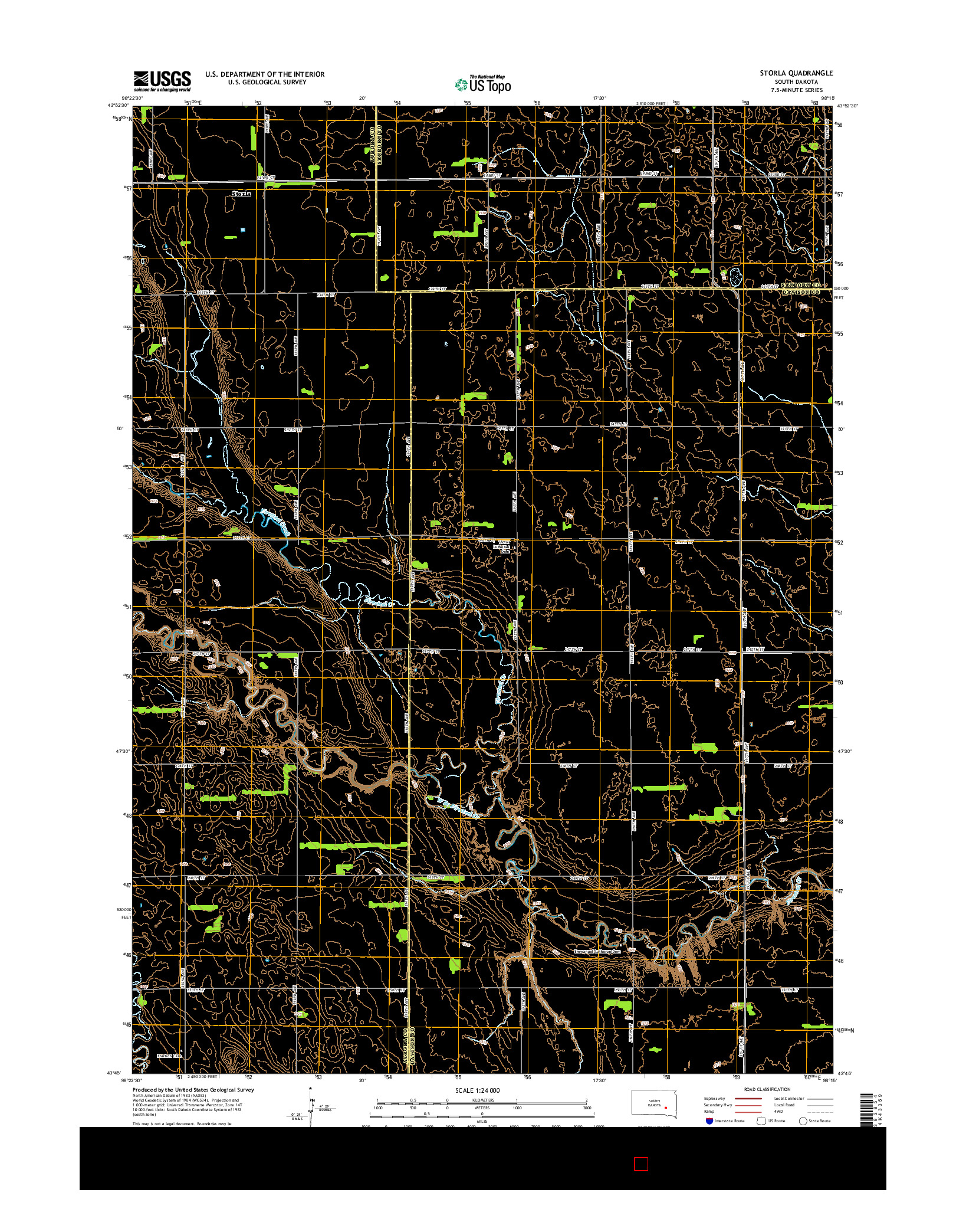 USGS US TOPO 7.5-MINUTE MAP FOR STORLA, SD 2015