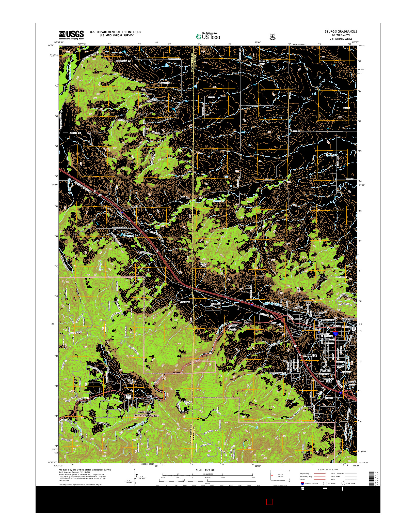 USGS US TOPO 7.5-MINUTE MAP FOR STURGIS, SD 2015