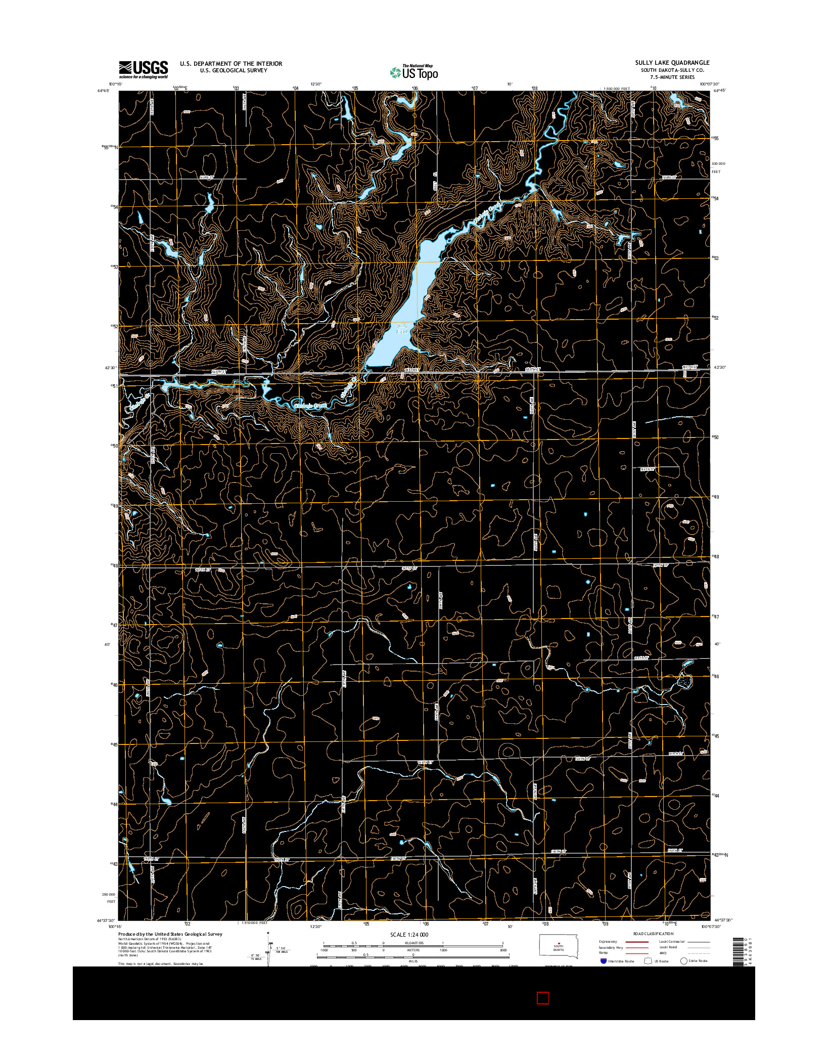 USGS US TOPO 7.5-MINUTE MAP FOR SULLY LAKE, SD 2015