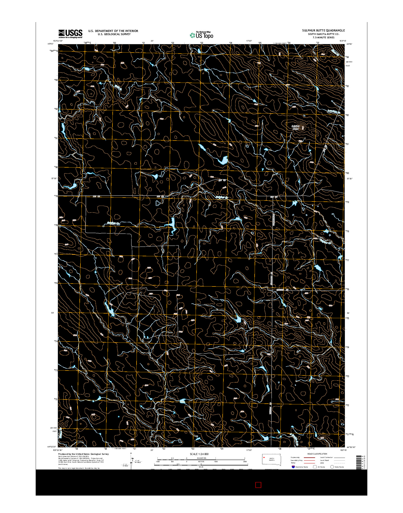 USGS US TOPO 7.5-MINUTE MAP FOR SULPHUR BUTTE, SD 2015