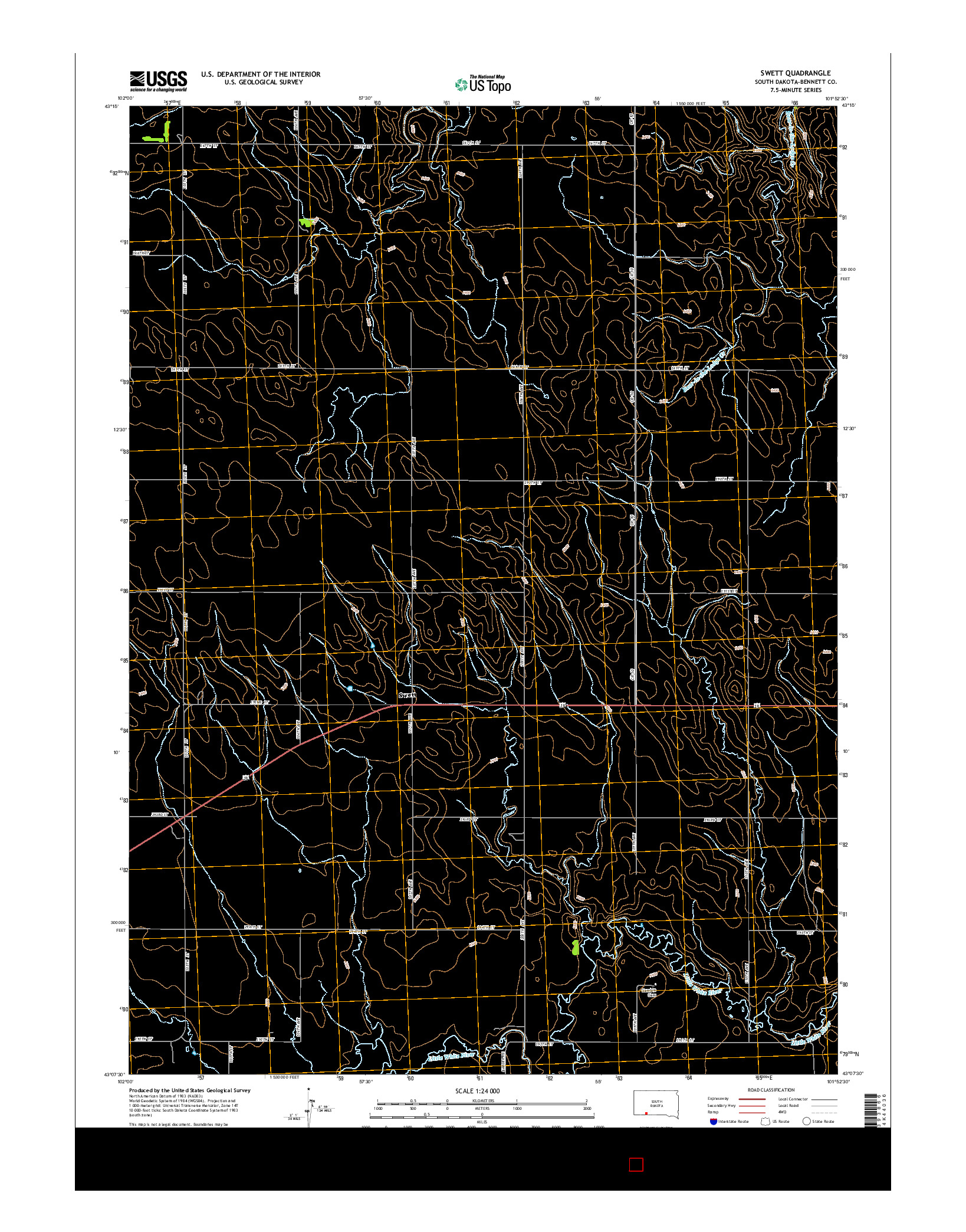 USGS US TOPO 7.5-MINUTE MAP FOR SWETT, SD 2015