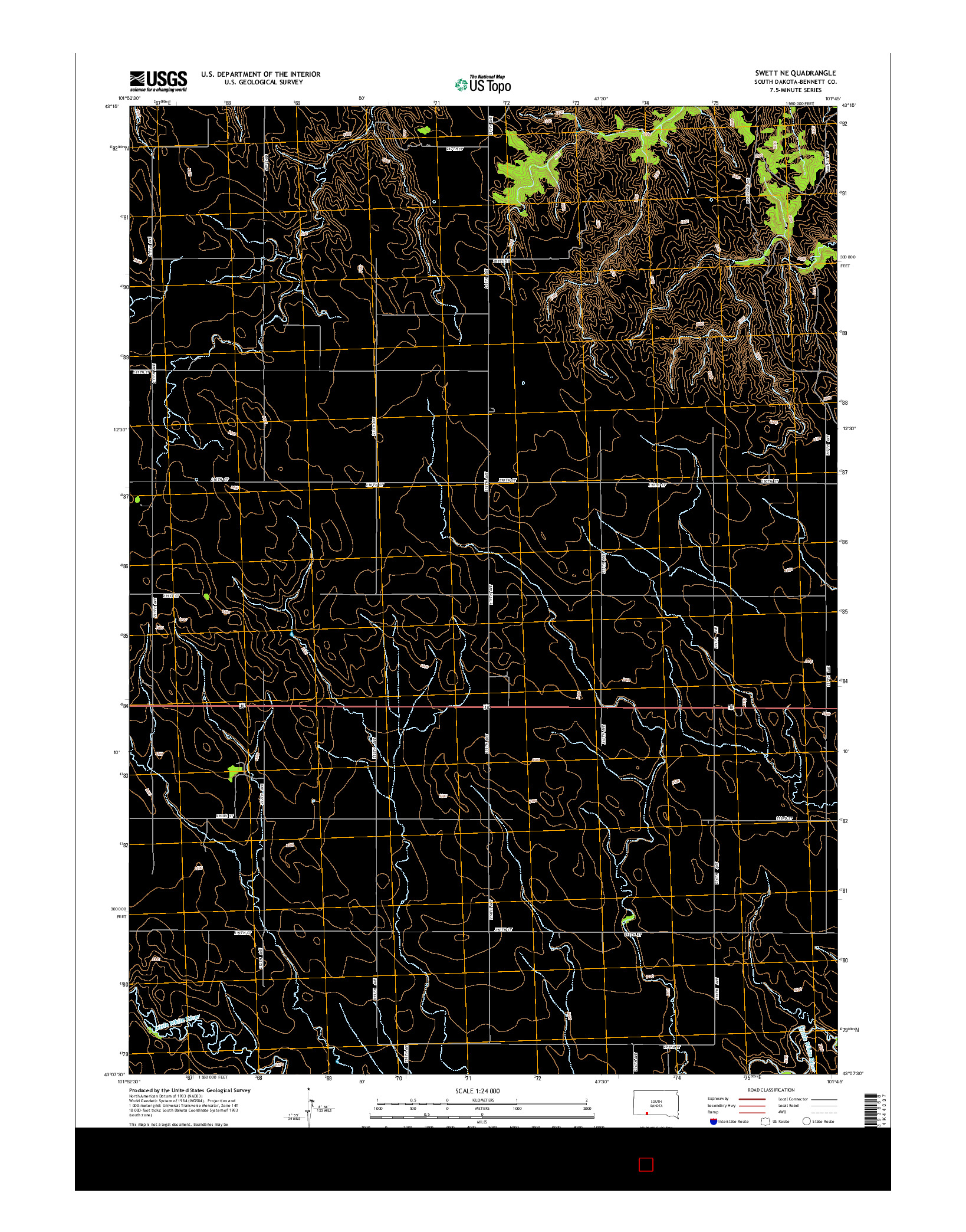 USGS US TOPO 7.5-MINUTE MAP FOR SWETT NE, SD 2015