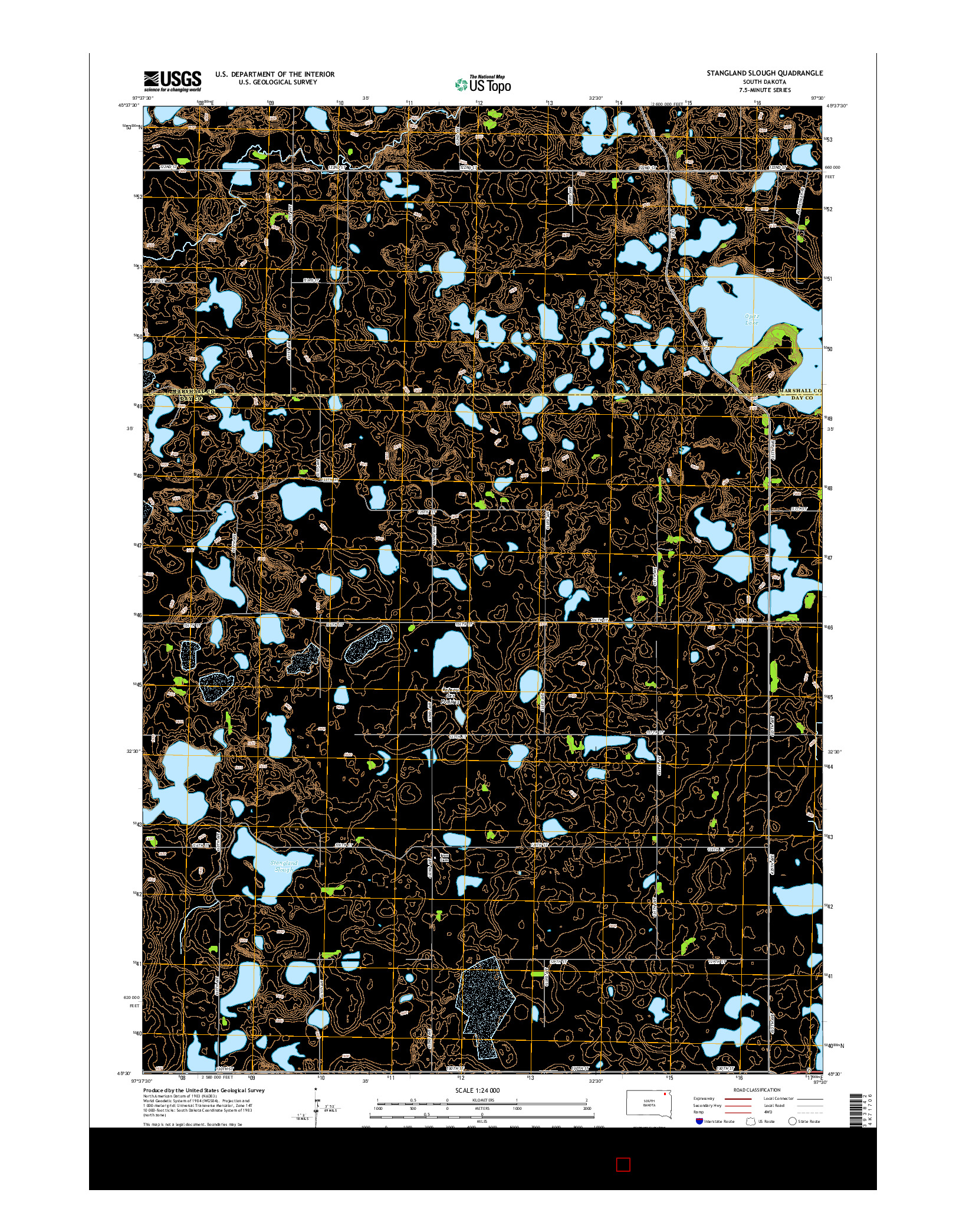 USGS US TOPO 7.5-MINUTE MAP FOR STANGLAND SLOUGH, SD 2015