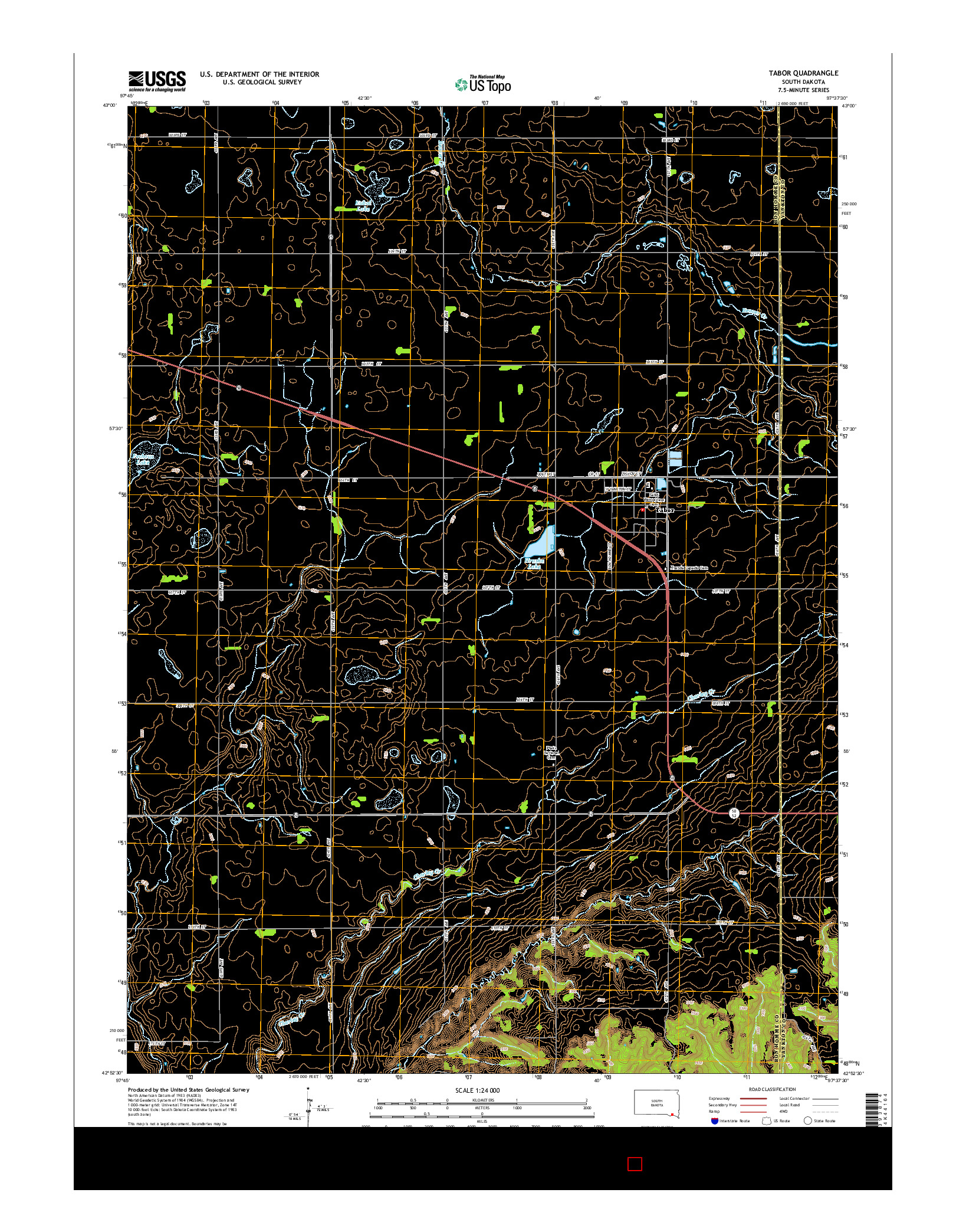 USGS US TOPO 7.5-MINUTE MAP FOR TABOR, SD 2015