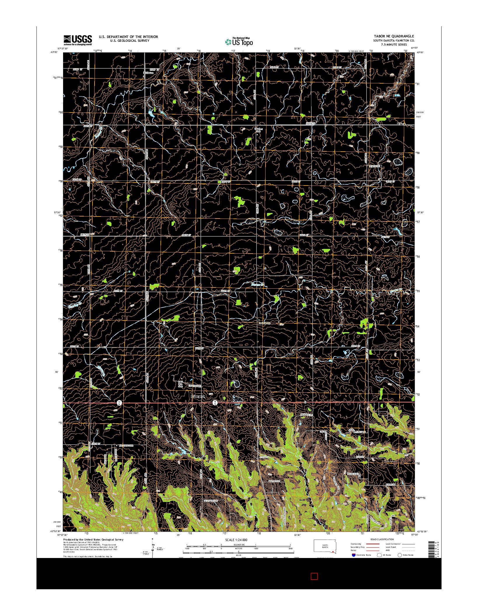 USGS US TOPO 7.5-MINUTE MAP FOR TABOR NE, SD 2015