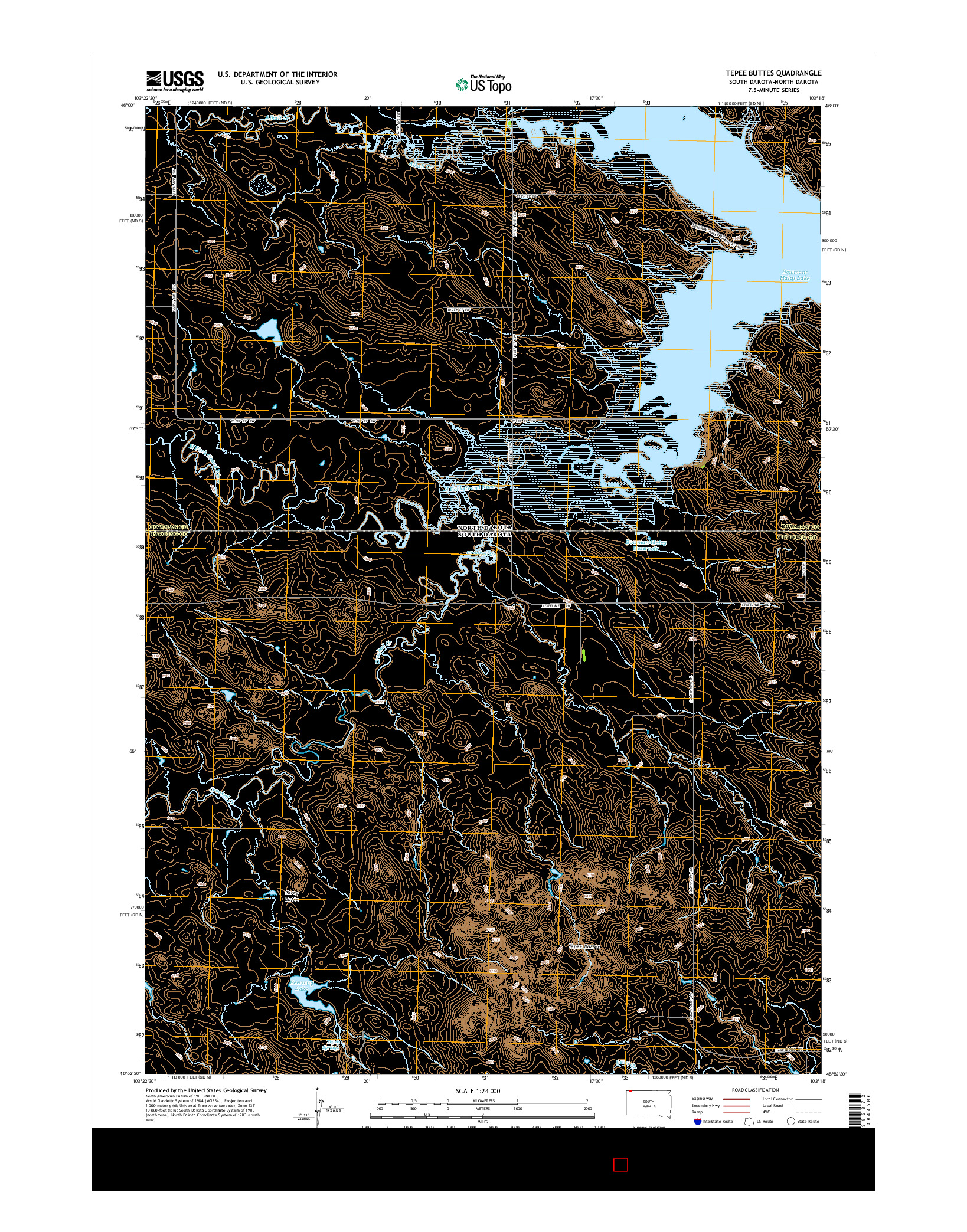 USGS US TOPO 7.5-MINUTE MAP FOR TEPEE BUTTES, SD-ND 2015