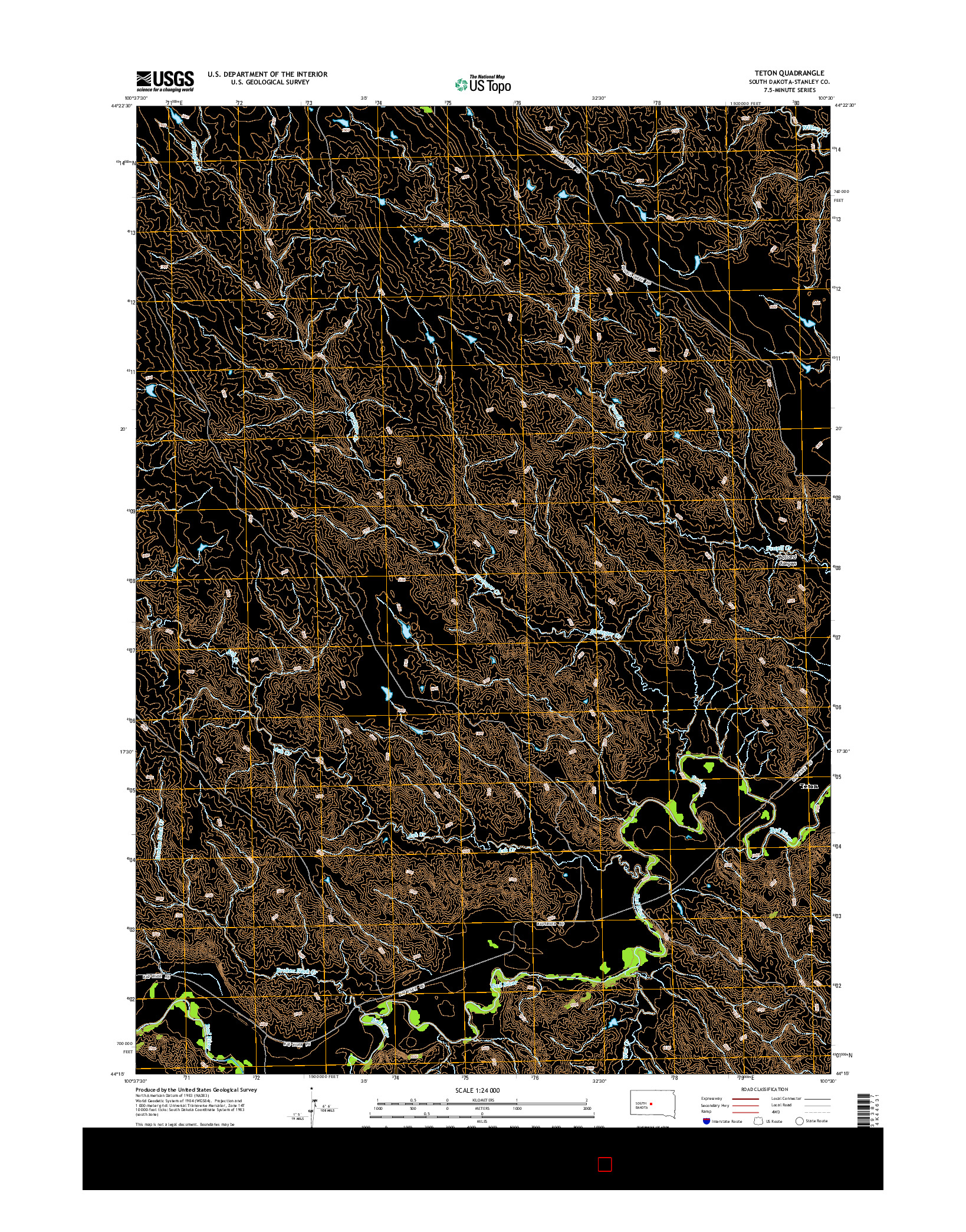USGS US TOPO 7.5-MINUTE MAP FOR TETON, SD 2015