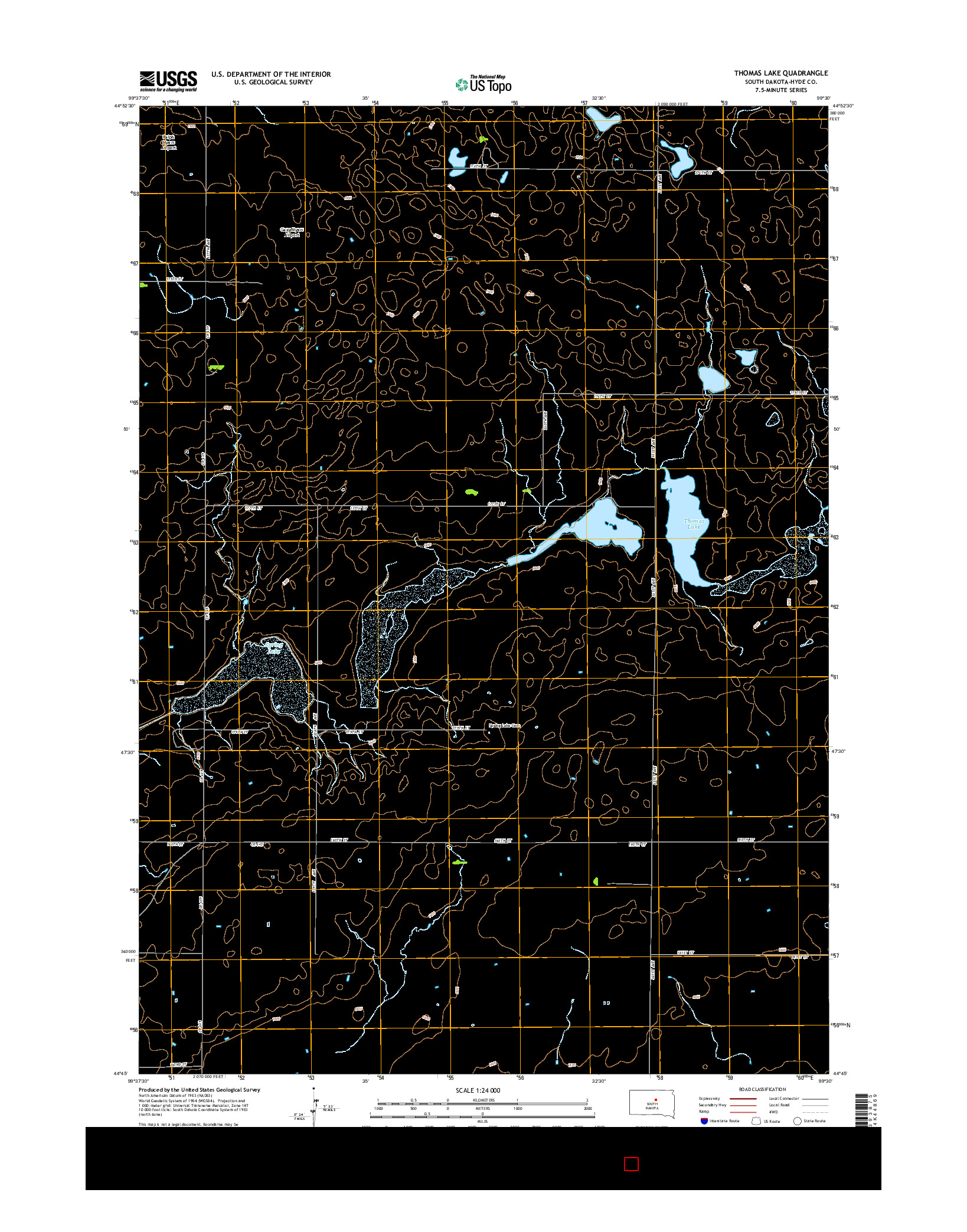 USGS US TOPO 7.5-MINUTE MAP FOR THOMAS LAKE, SD 2015