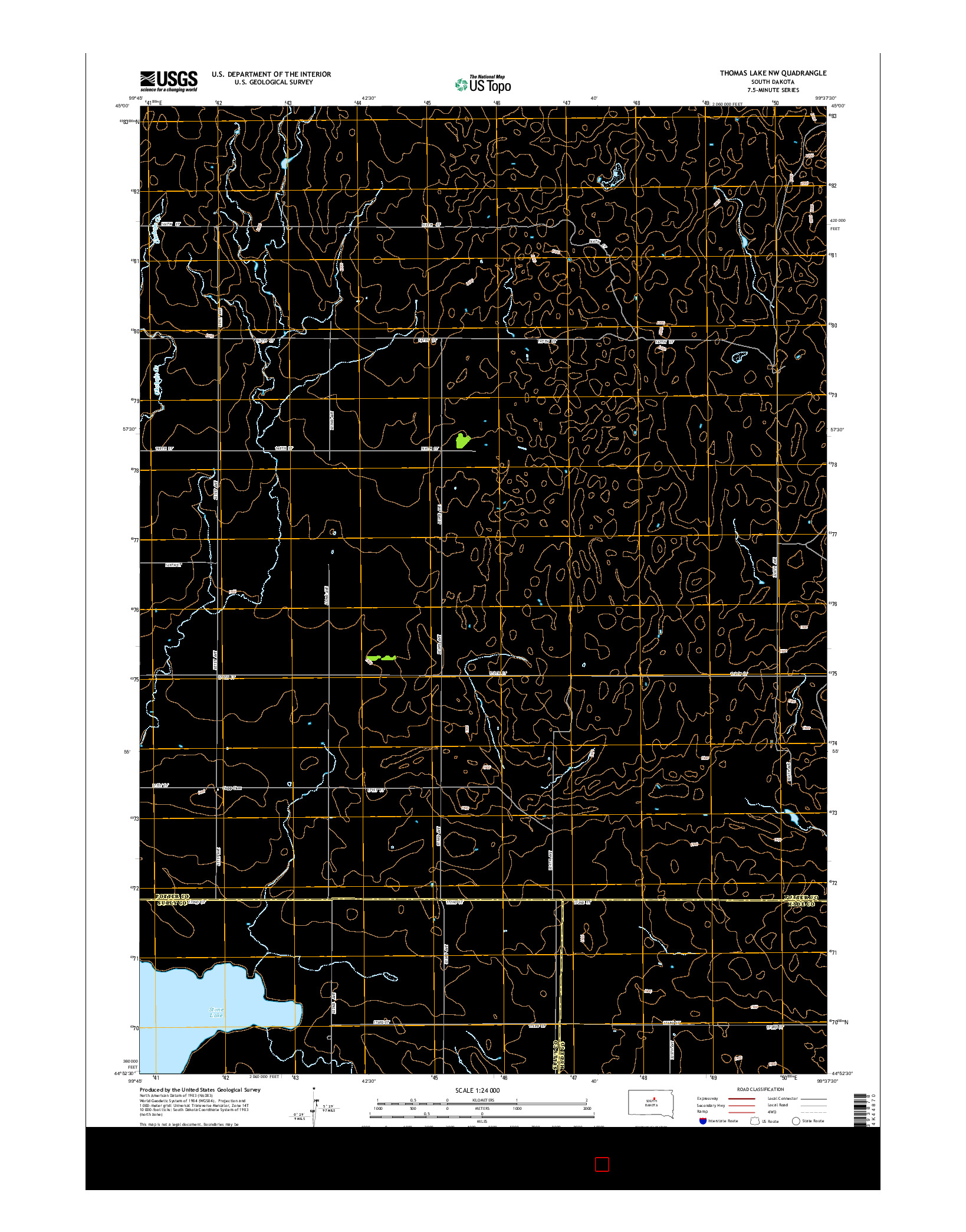 USGS US TOPO 7.5-MINUTE MAP FOR THOMAS LAKE NW, SD 2015