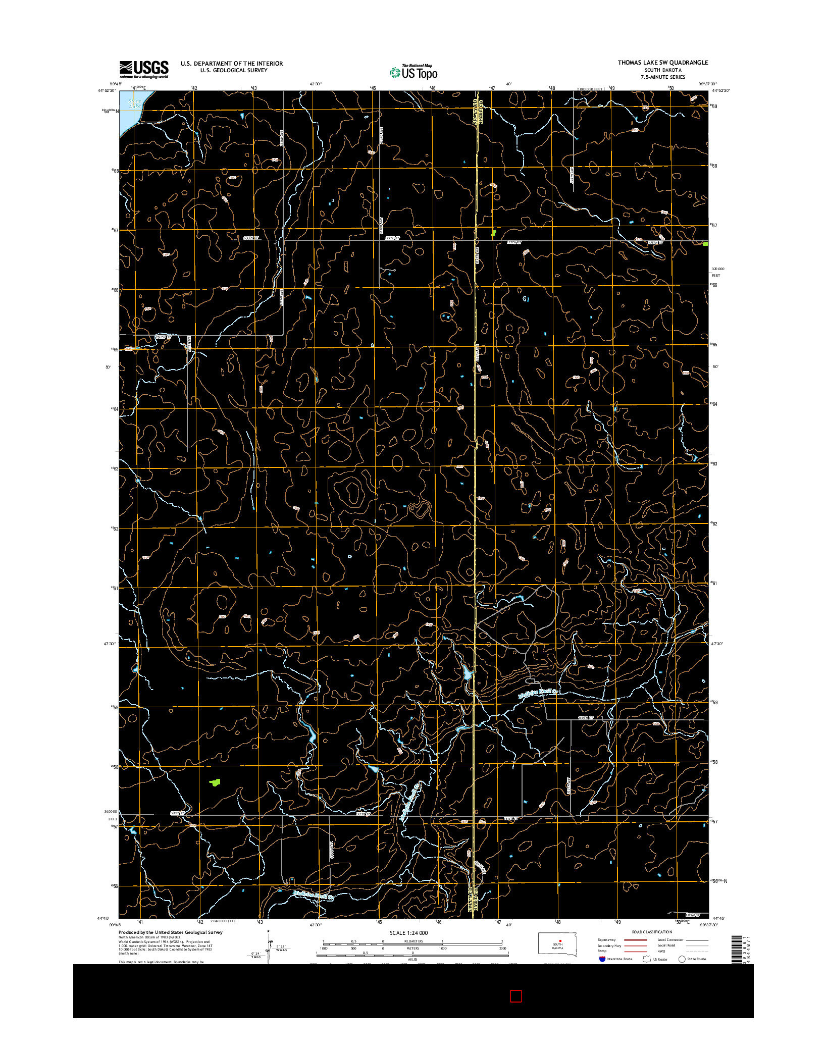 USGS US TOPO 7.5-MINUTE MAP FOR THOMAS LAKE SW, SD 2015
