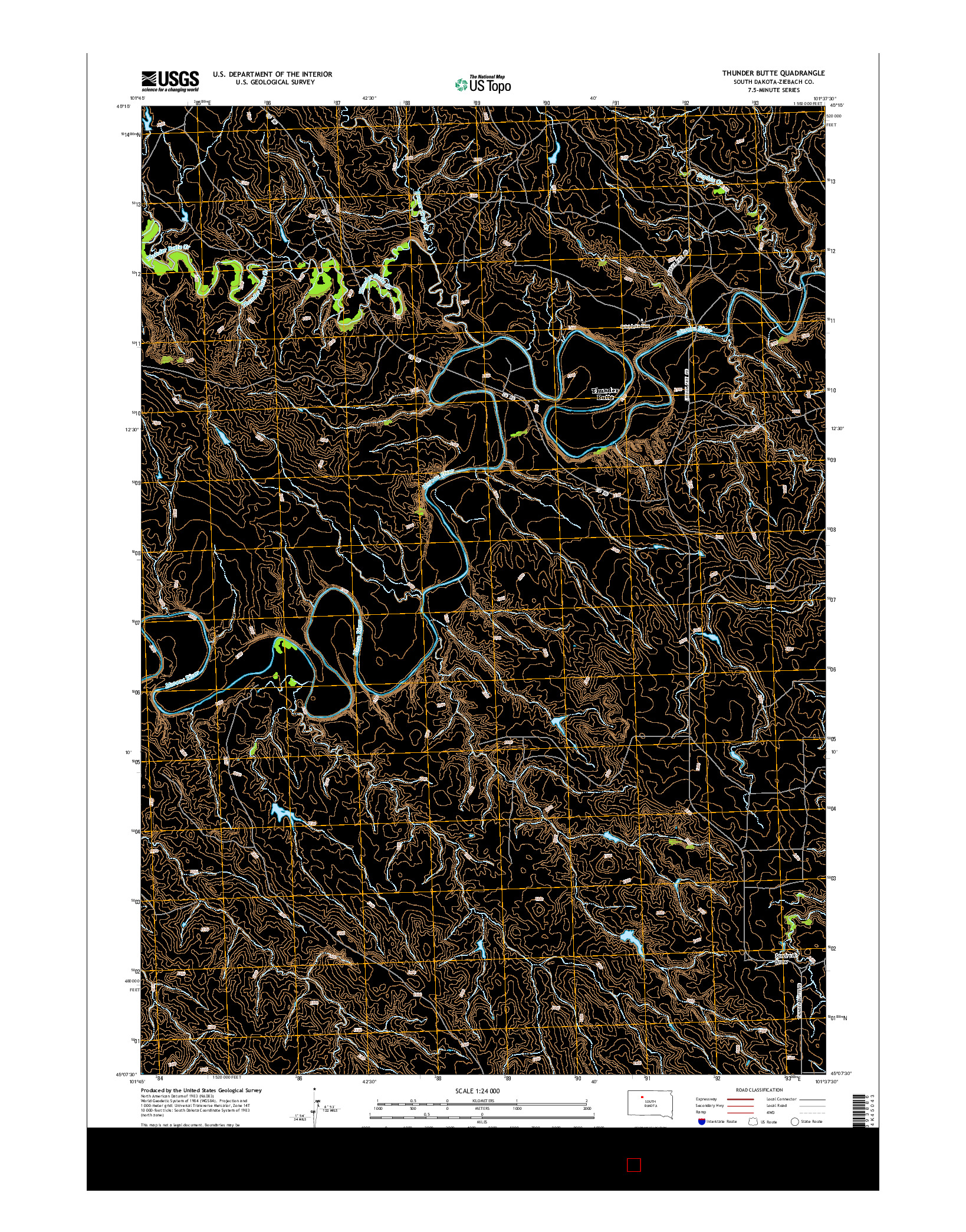 USGS US TOPO 7.5-MINUTE MAP FOR THUNDER BUTTE, SD 2015