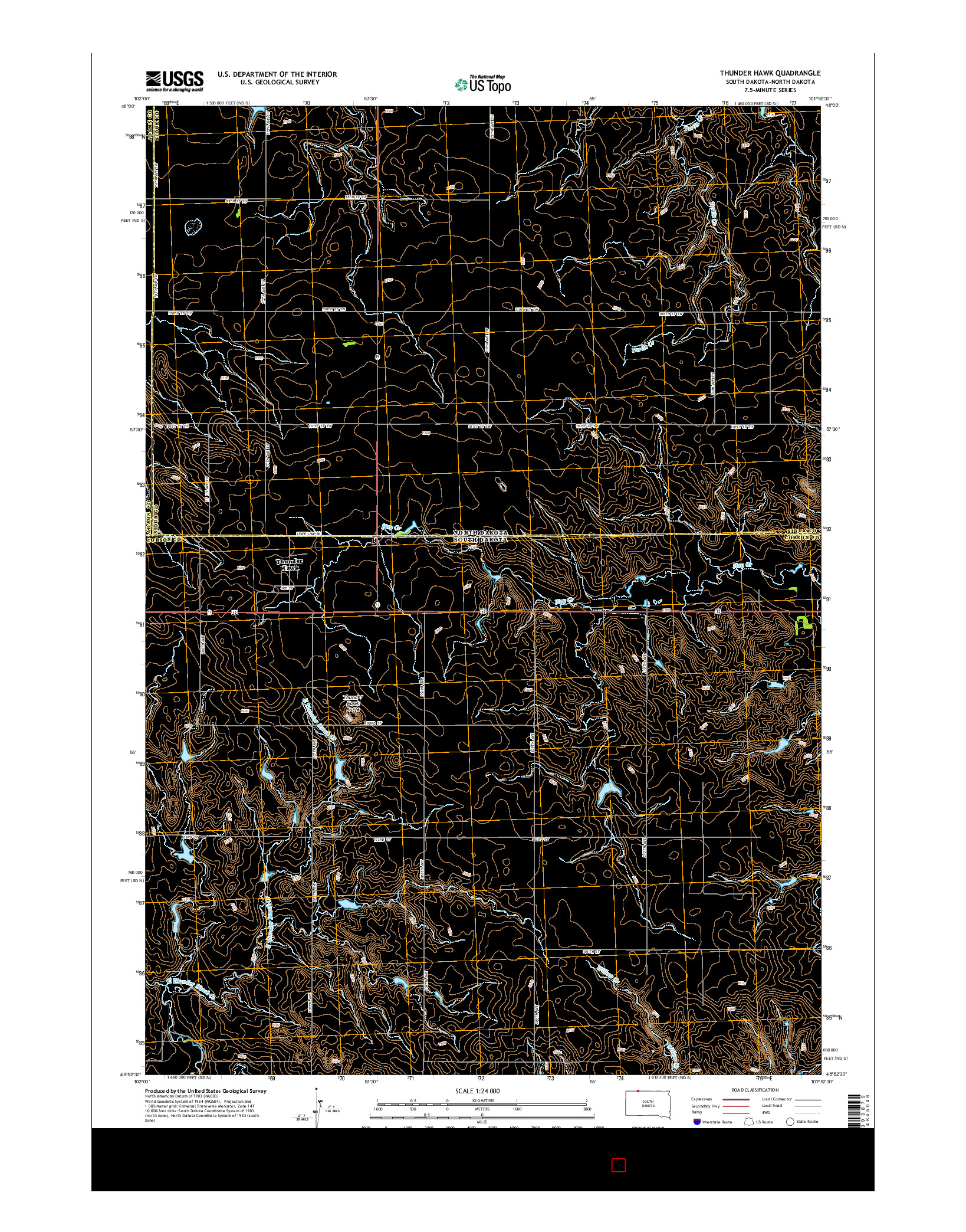 USGS US TOPO 7.5-MINUTE MAP FOR THUNDER HAWK, SD-ND 2015