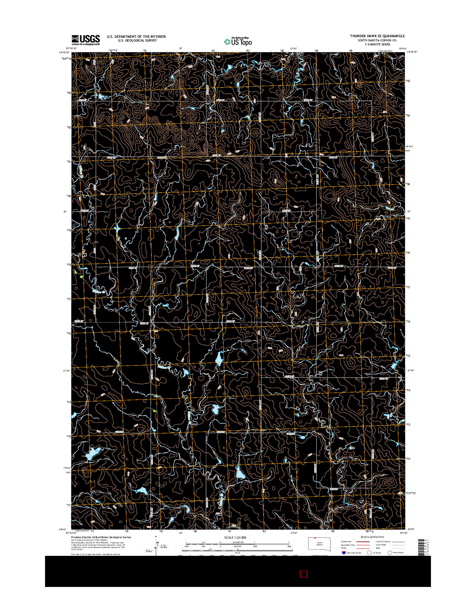 USGS US TOPO 7.5-MINUTE MAP FOR THUNDER HAWK SE, SD 2015