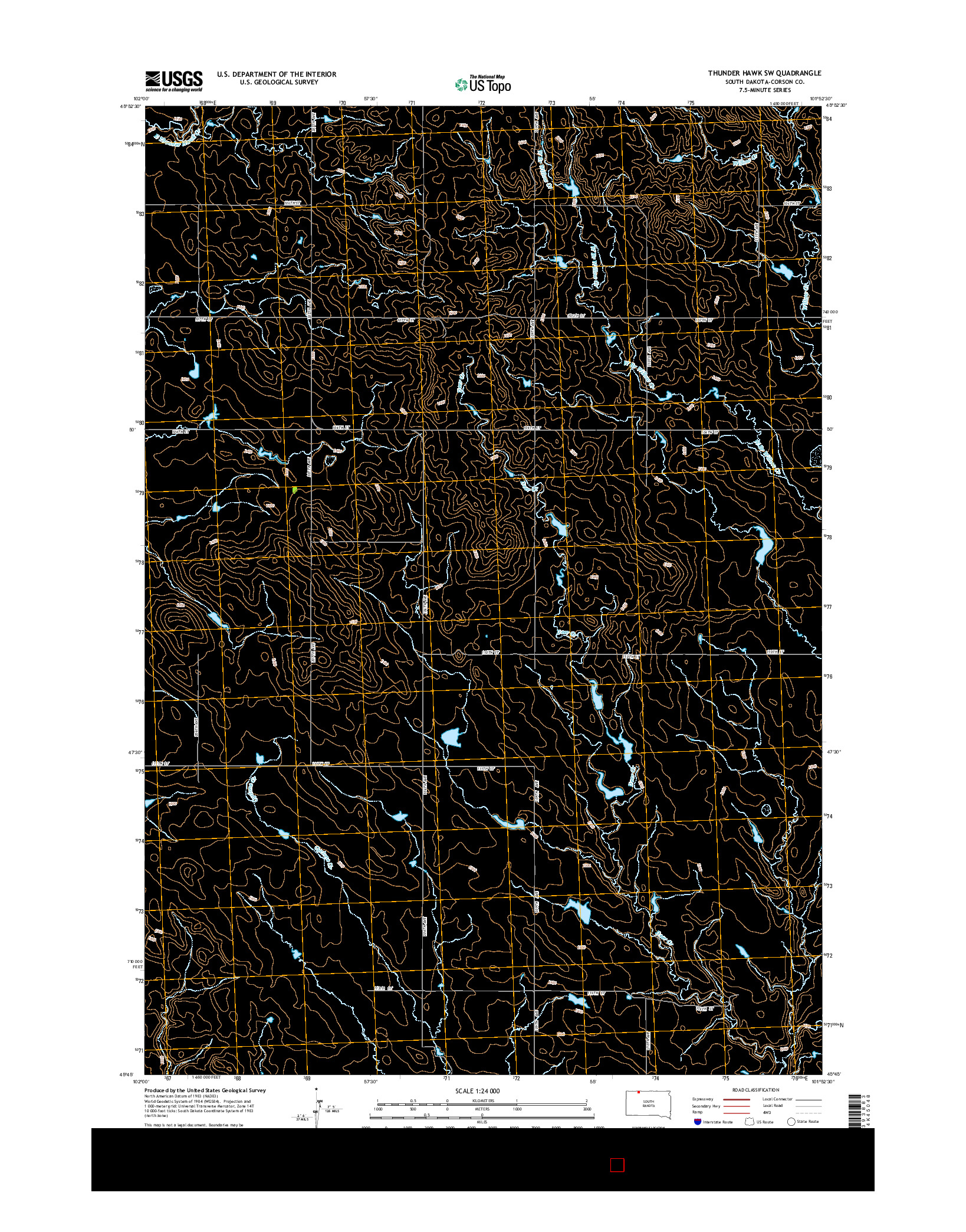 USGS US TOPO 7.5-MINUTE MAP FOR THUNDER HAWK SW, SD 2015