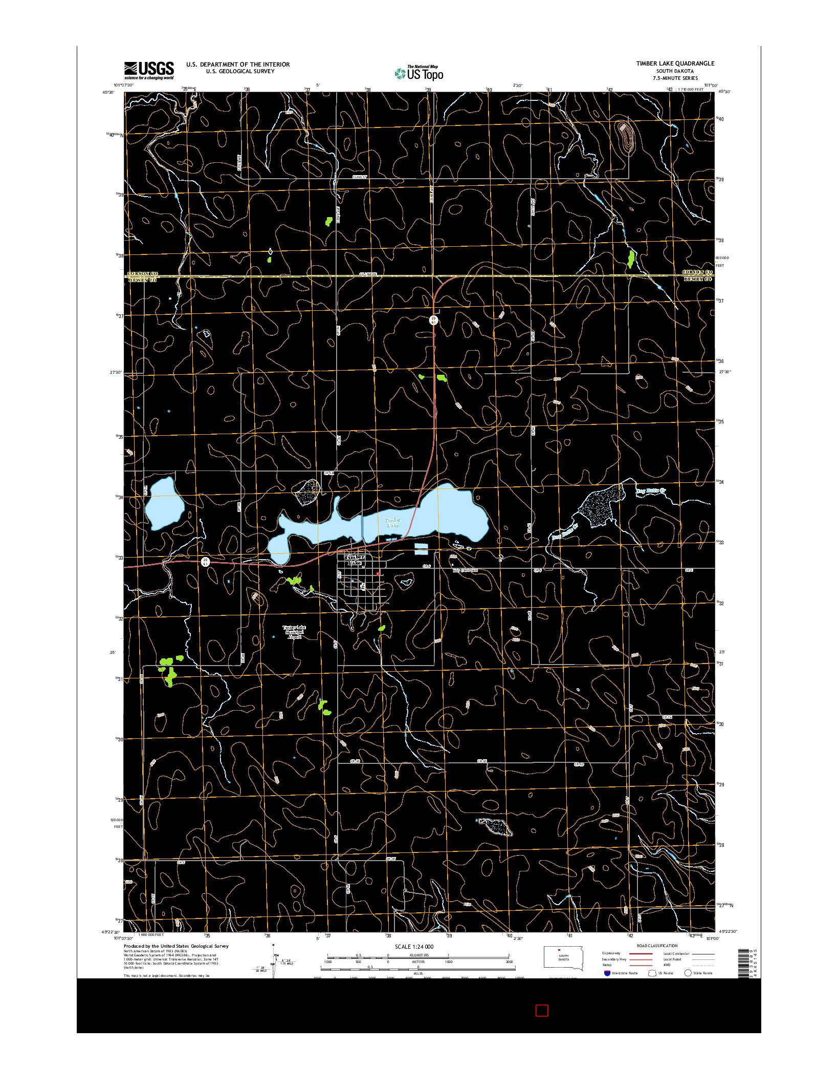 USGS US TOPO 7.5-MINUTE MAP FOR TIMBER LAKE, SD 2015