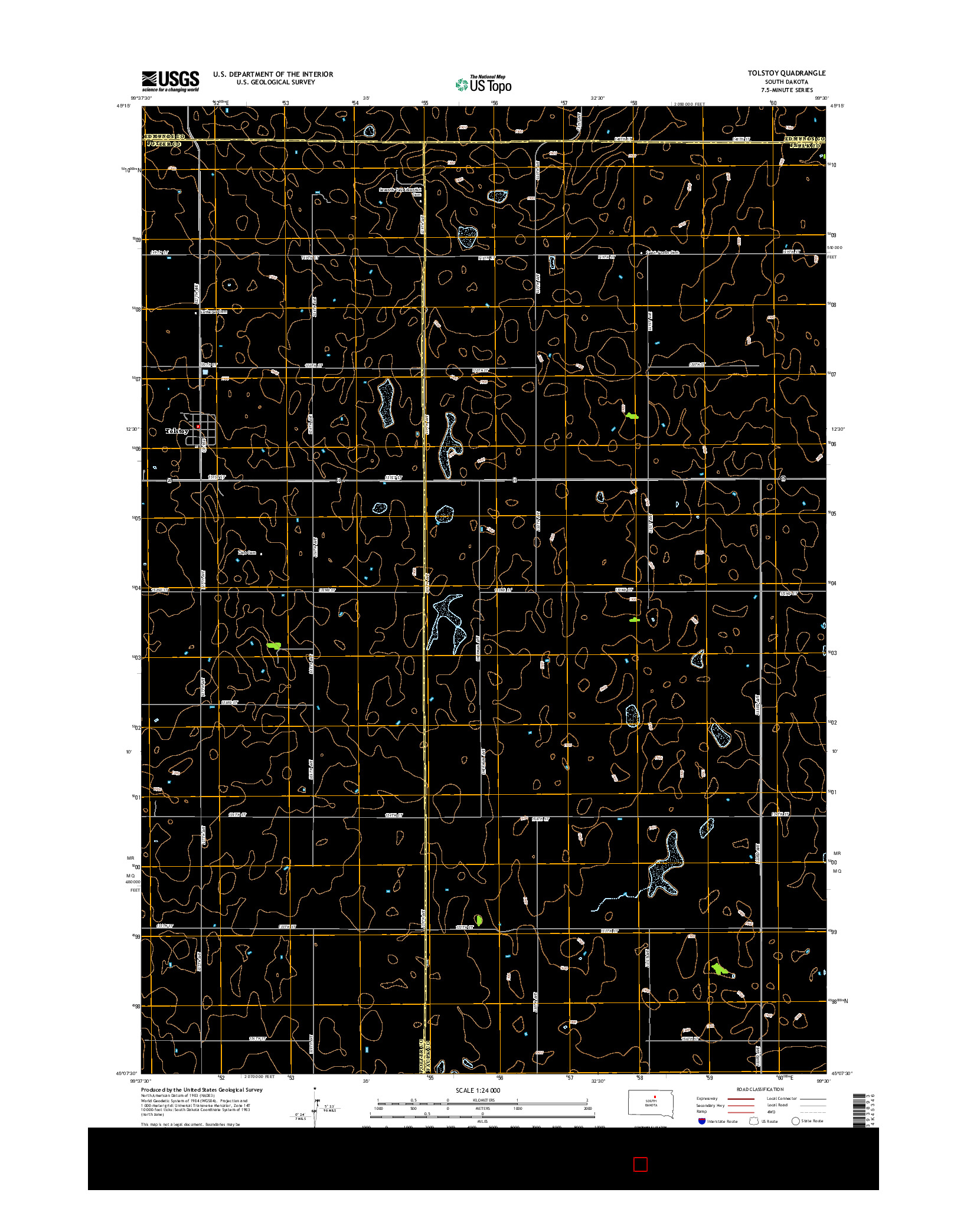 USGS US TOPO 7.5-MINUTE MAP FOR TOLSTOY, SD 2015