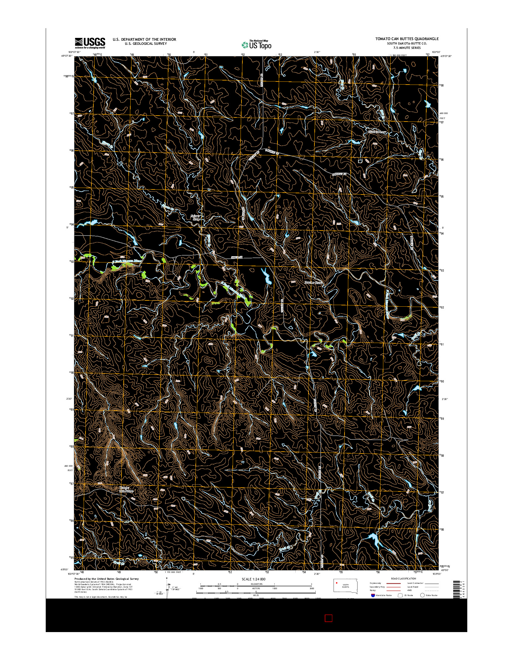 USGS US TOPO 7.5-MINUTE MAP FOR TOMATO CAN BUTTES, SD 2015