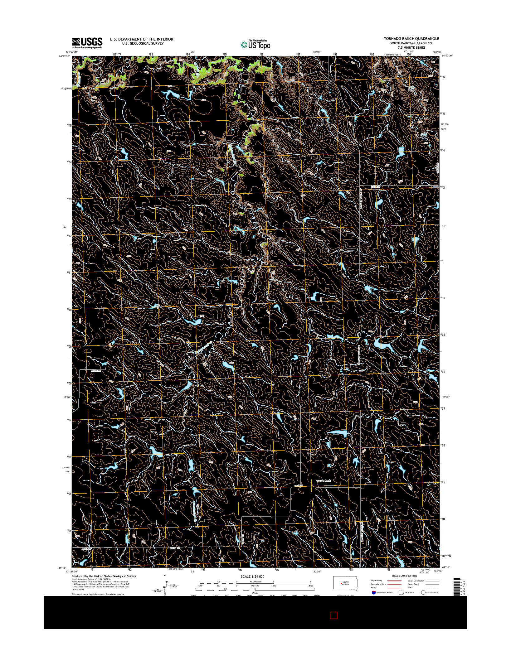 USGS US TOPO 7.5-MINUTE MAP FOR TORNADO RANCH, SD 2015