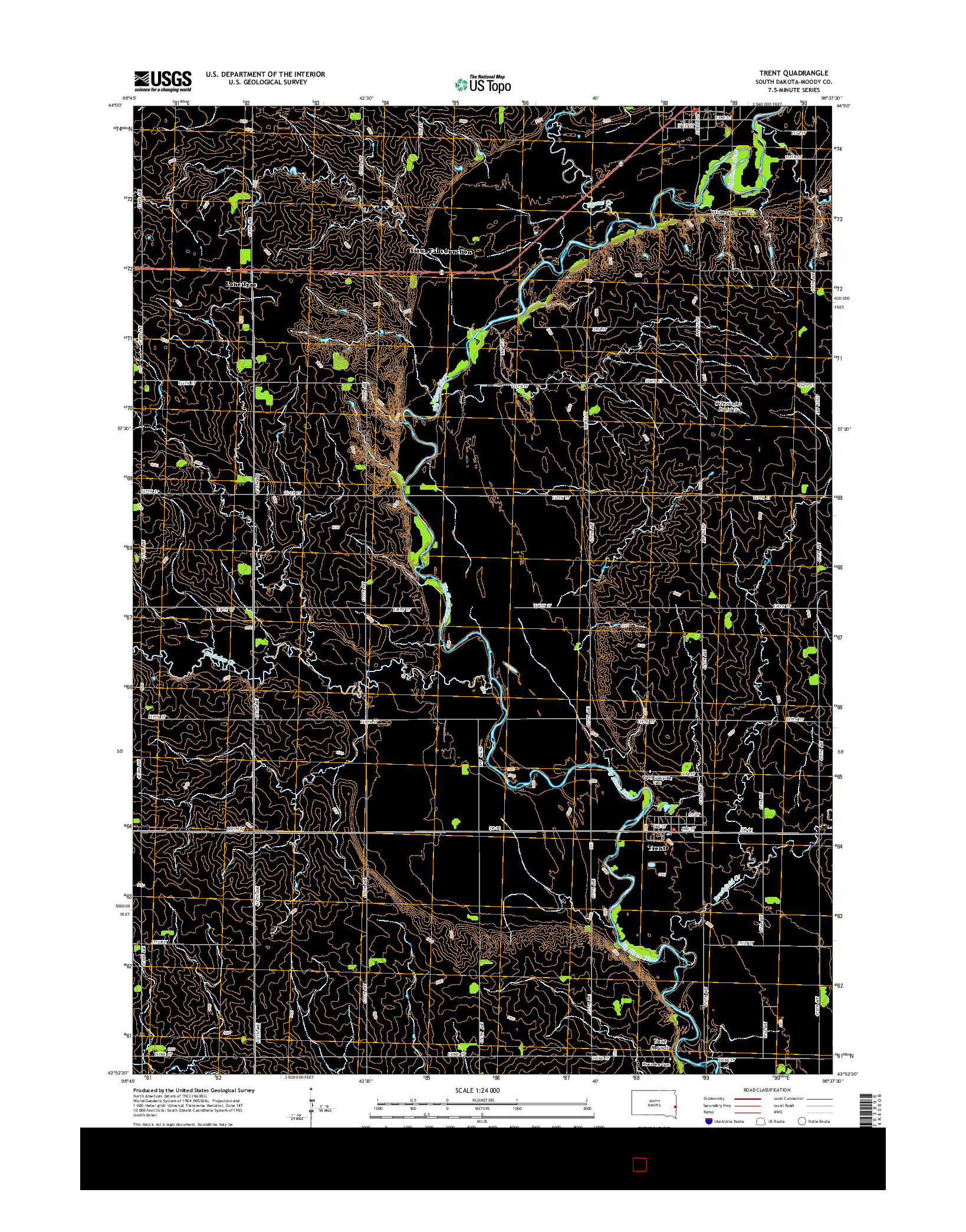 USGS US TOPO 7.5-MINUTE MAP FOR TRENT, SD 2015