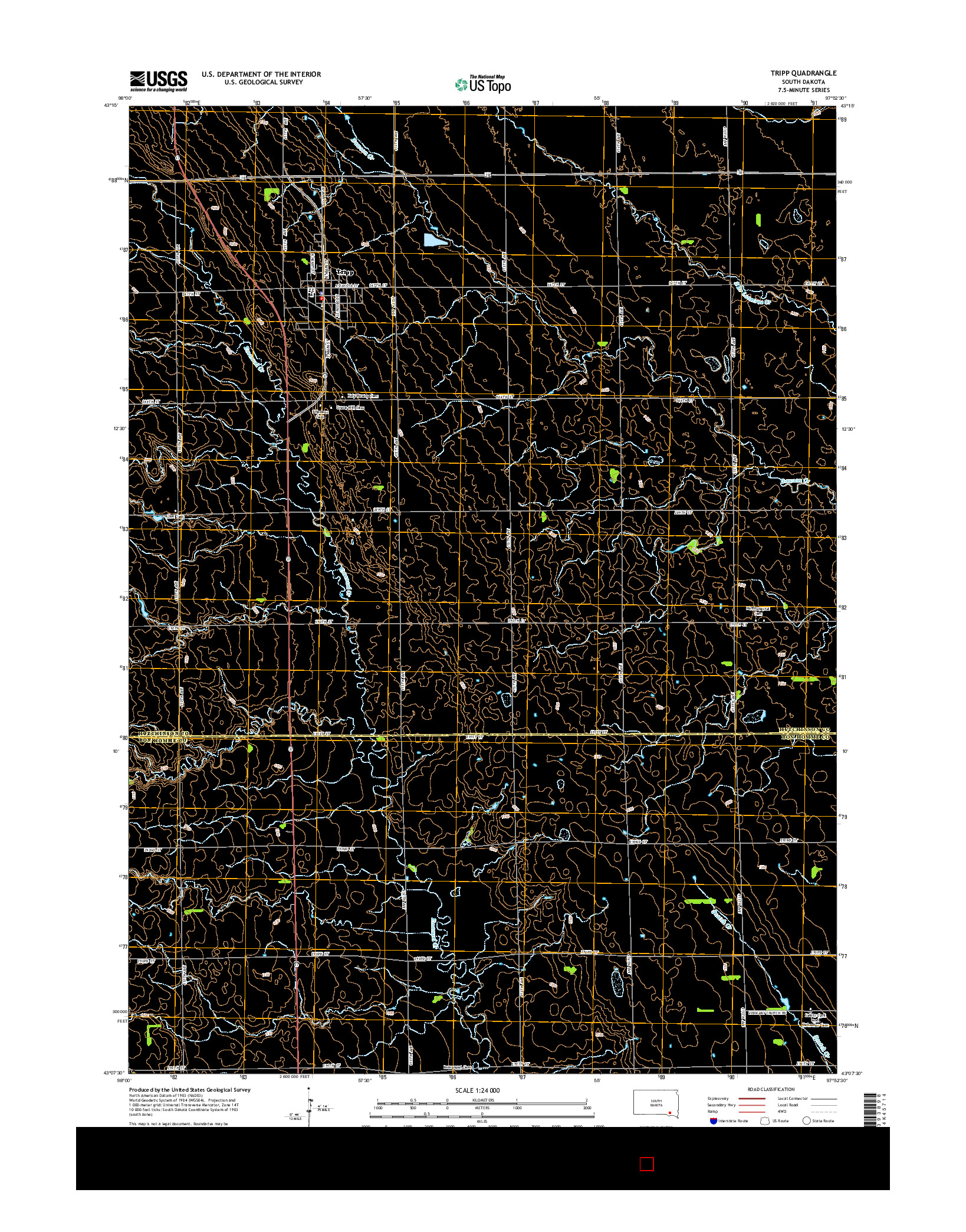 USGS US TOPO 7.5-MINUTE MAP FOR TRIPP, SD 2015