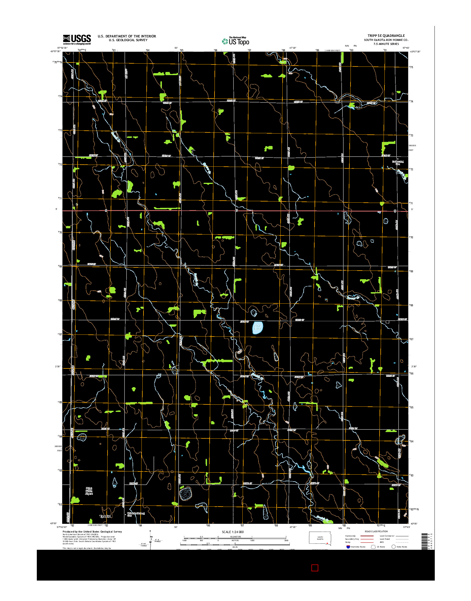 USGS US TOPO 7.5-MINUTE MAP FOR TRIPP SE, SD 2015