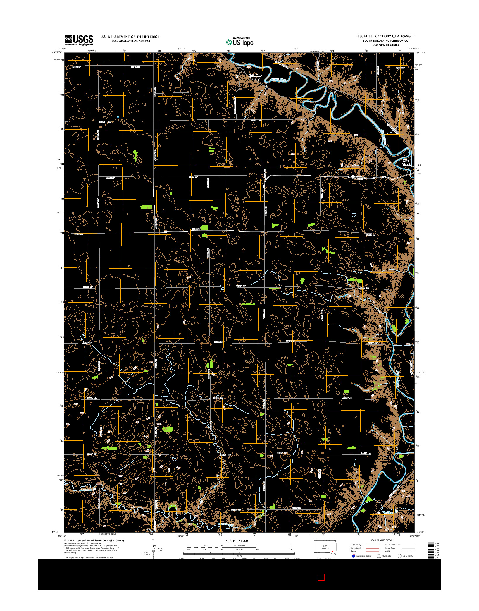 USGS US TOPO 7.5-MINUTE MAP FOR TSCHETTER COLONY, SD 2015