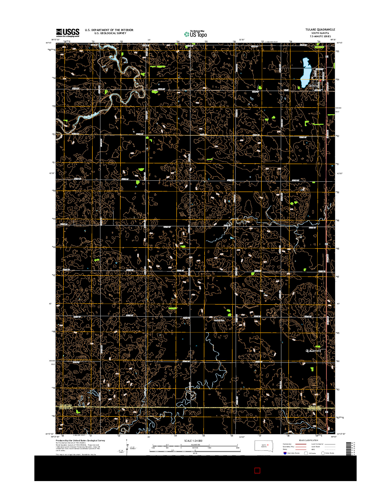 USGS US TOPO 7.5-MINUTE MAP FOR TULARE, SD 2015