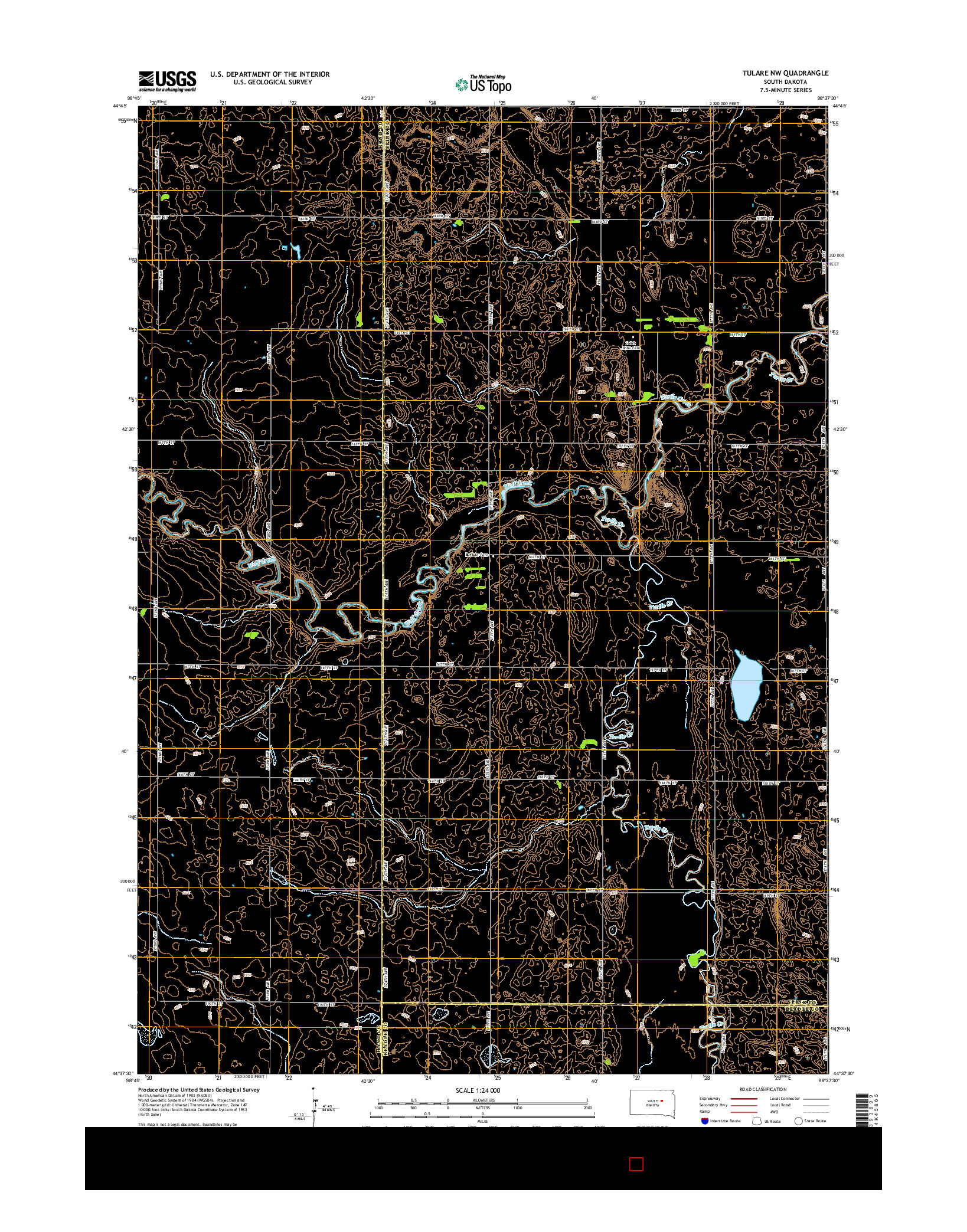 USGS US TOPO 7.5-MINUTE MAP FOR TULARE NW, SD 2015