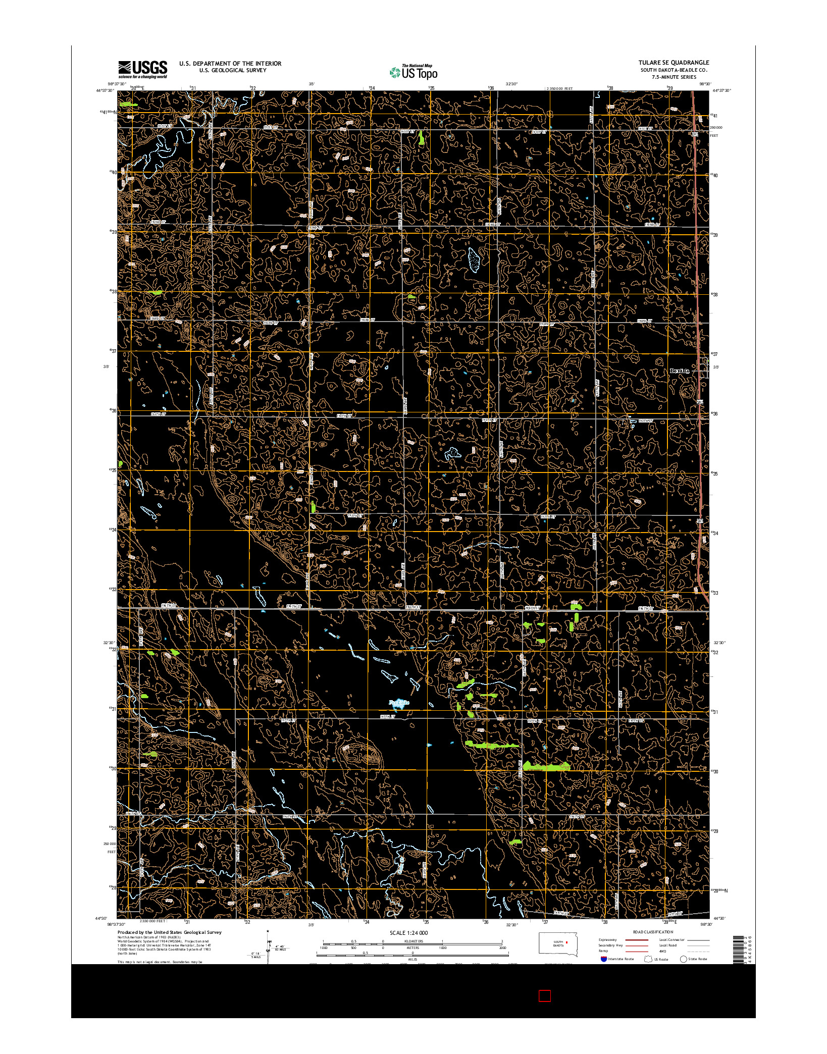 USGS US TOPO 7.5-MINUTE MAP FOR TULARE SE, SD 2015