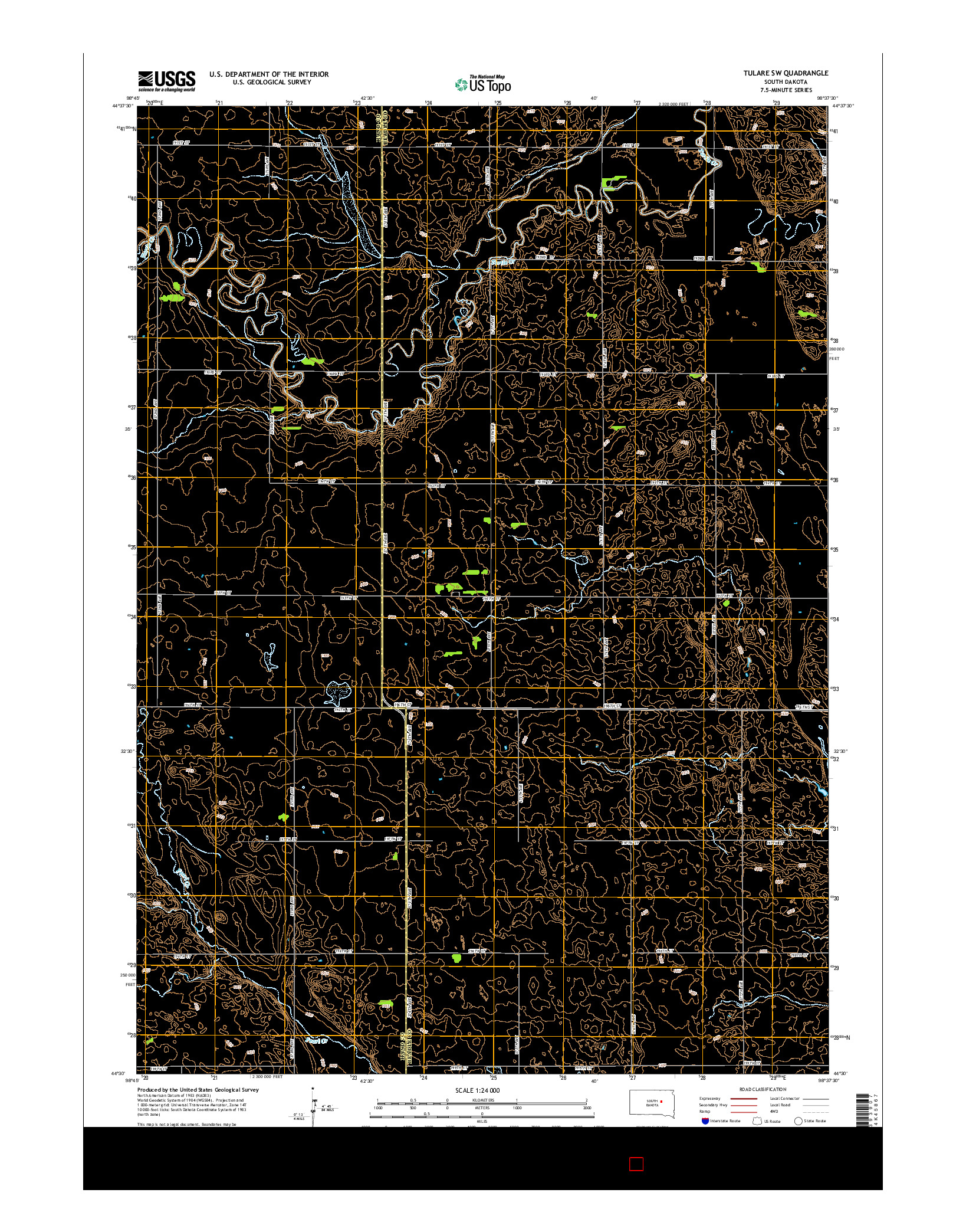 USGS US TOPO 7.5-MINUTE MAP FOR TULARE SW, SD 2015