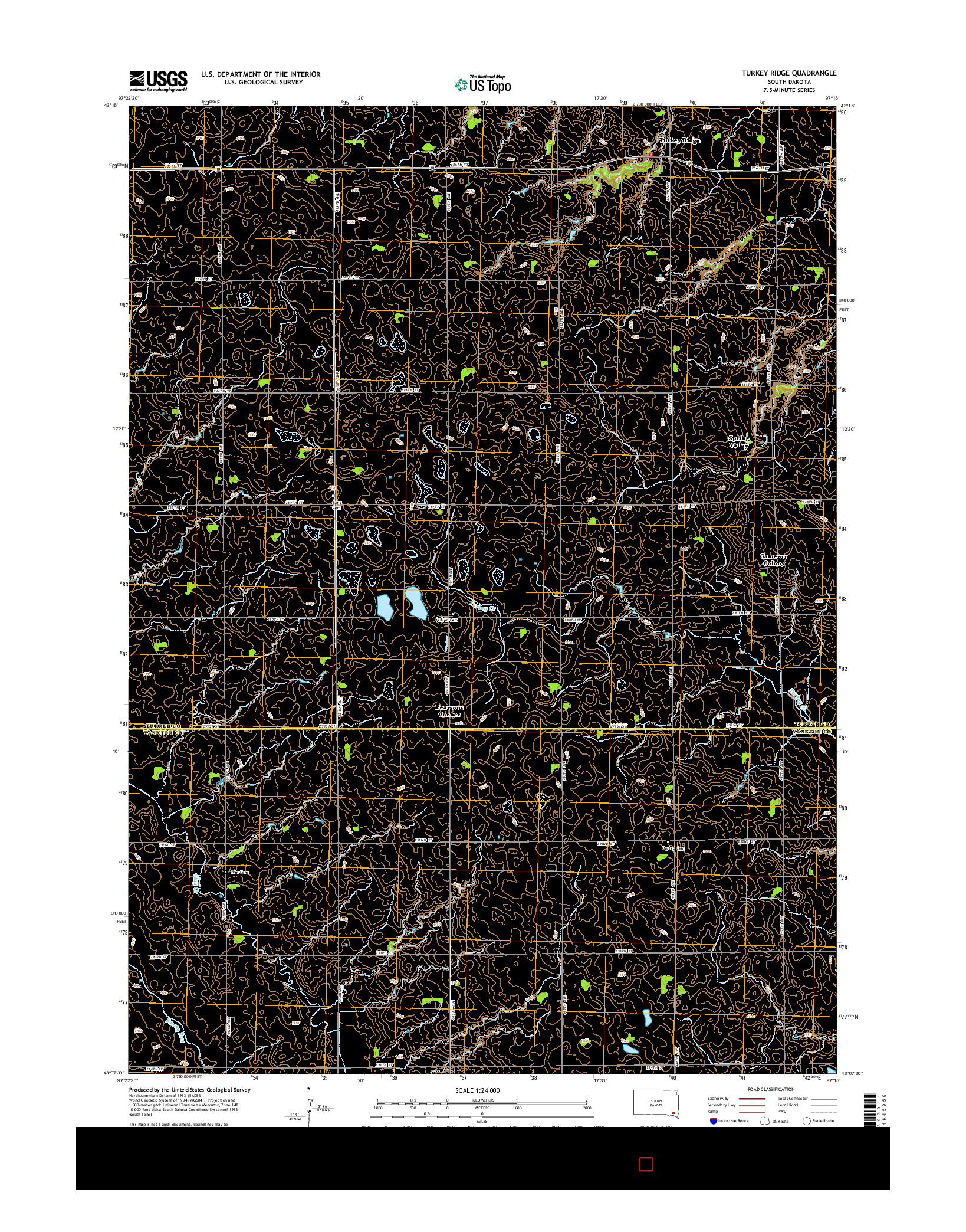 USGS US TOPO 7.5-MINUTE MAP FOR TURKEY RIDGE, SD 2015