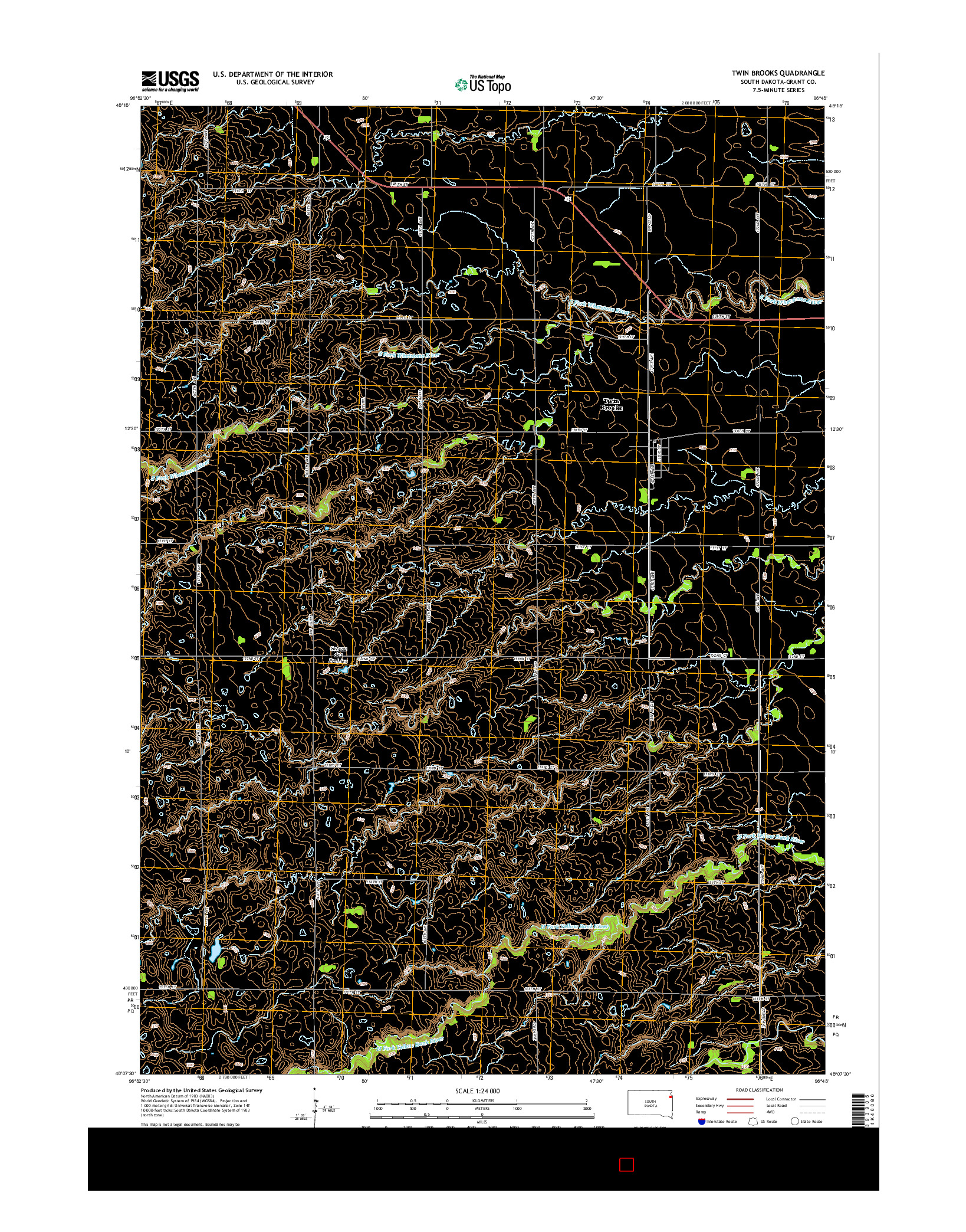 USGS US TOPO 7.5-MINUTE MAP FOR TWIN BROOKS, SD 2015