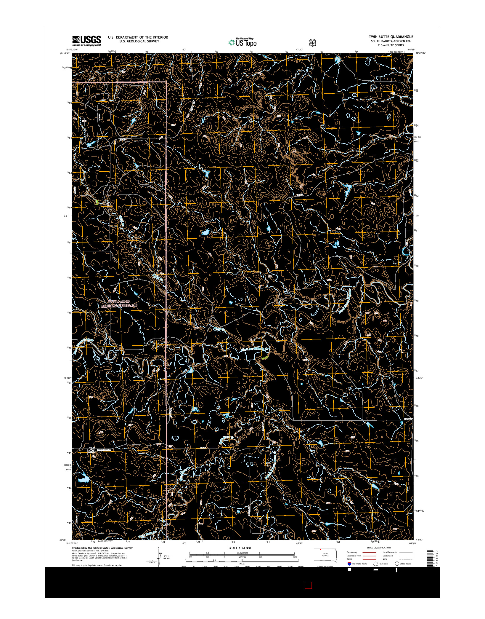 USGS US TOPO 7.5-MINUTE MAP FOR TWIN BUTTE, SD 2015